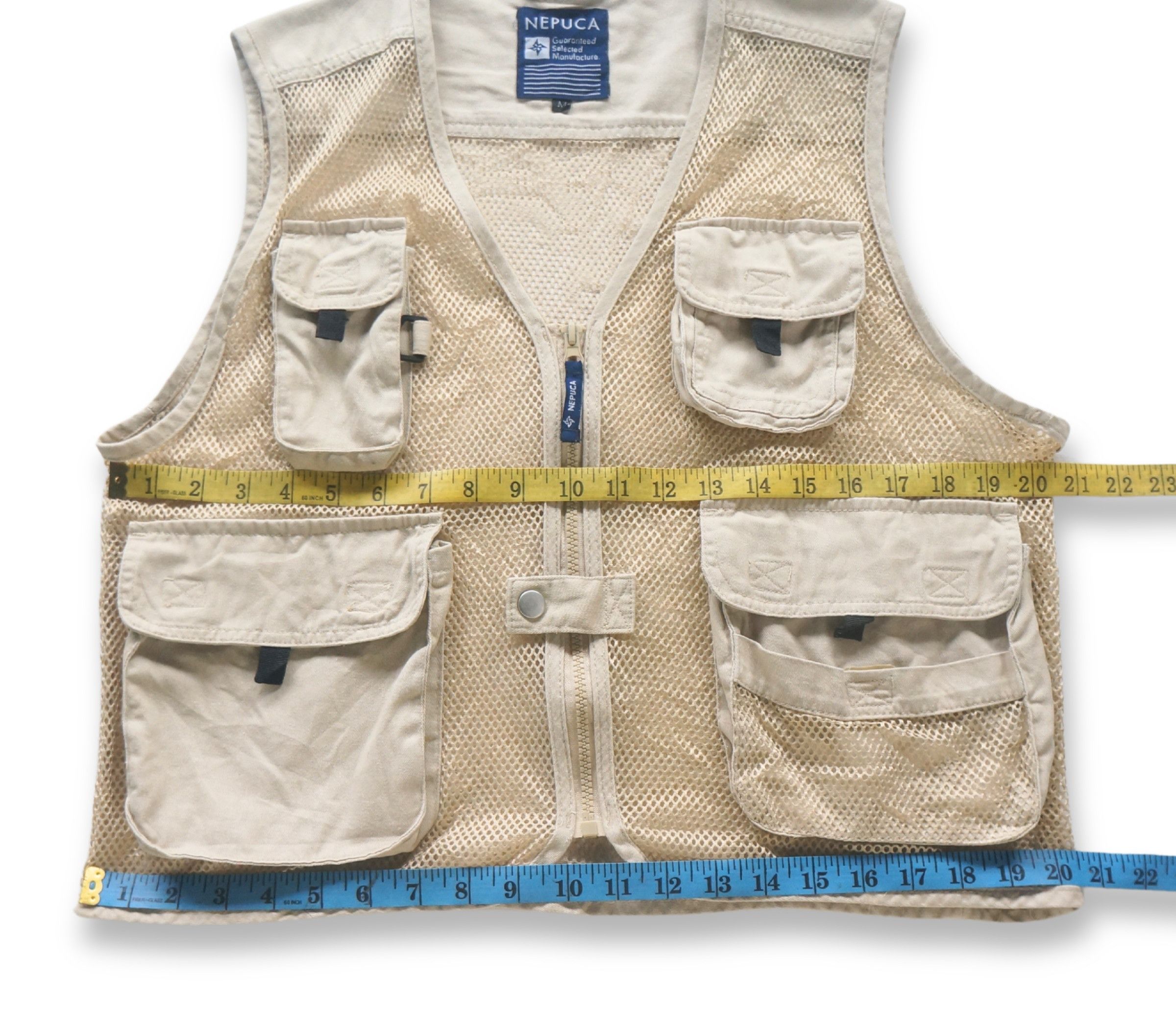 Japanese Brand Nepuca Multi-Pockets Beige Mesh Vest Size US M / EU 48-50 / 2 - 11 Thumbnail