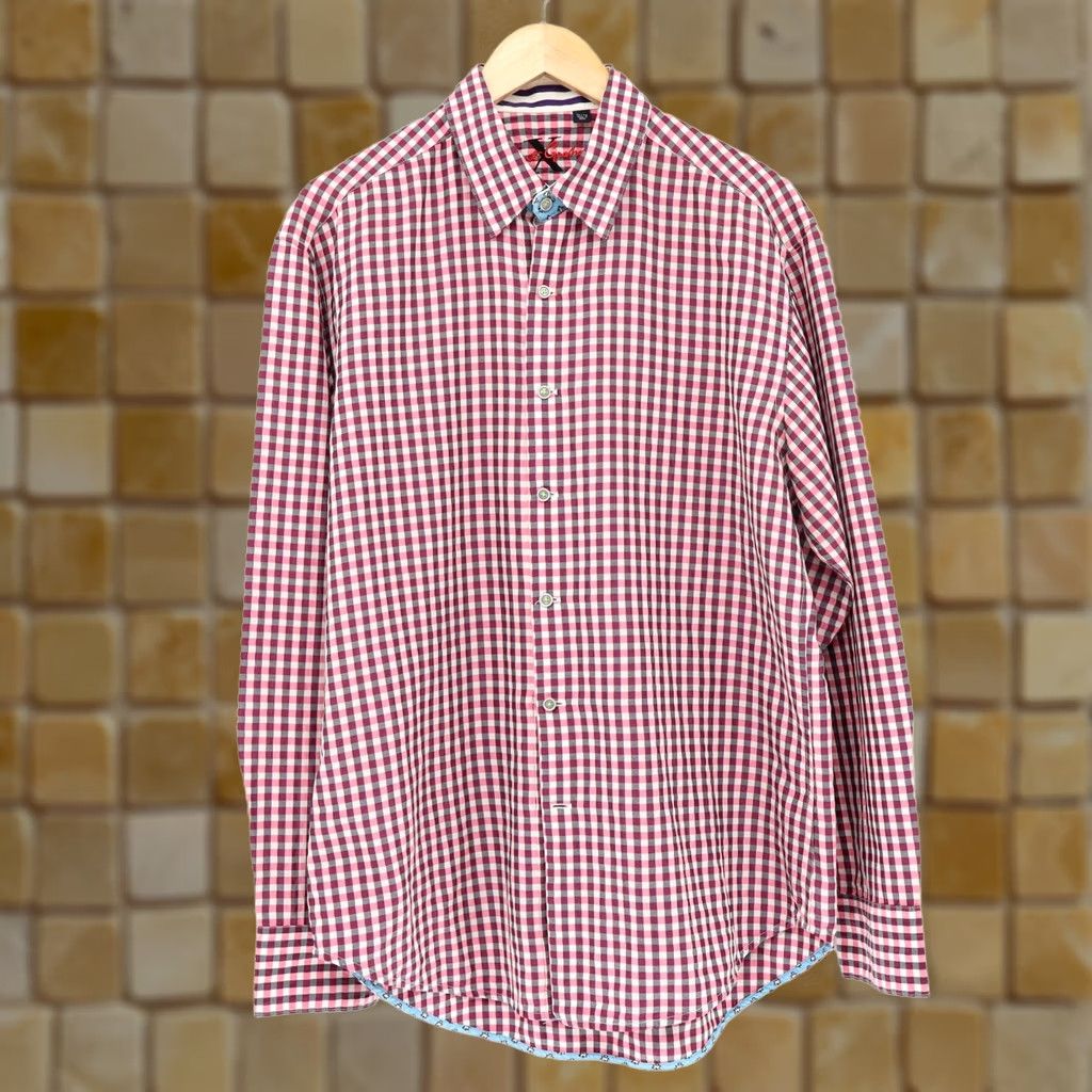 Robert Graham Robert Graham X Men's Pink Black Checked Flip Cuff Long Sleeve Shirt XL Size Multicolor Cotton Nylon Polyester Buttons Up Size US XL / EU 56 / 4 - 1 Thumbnail