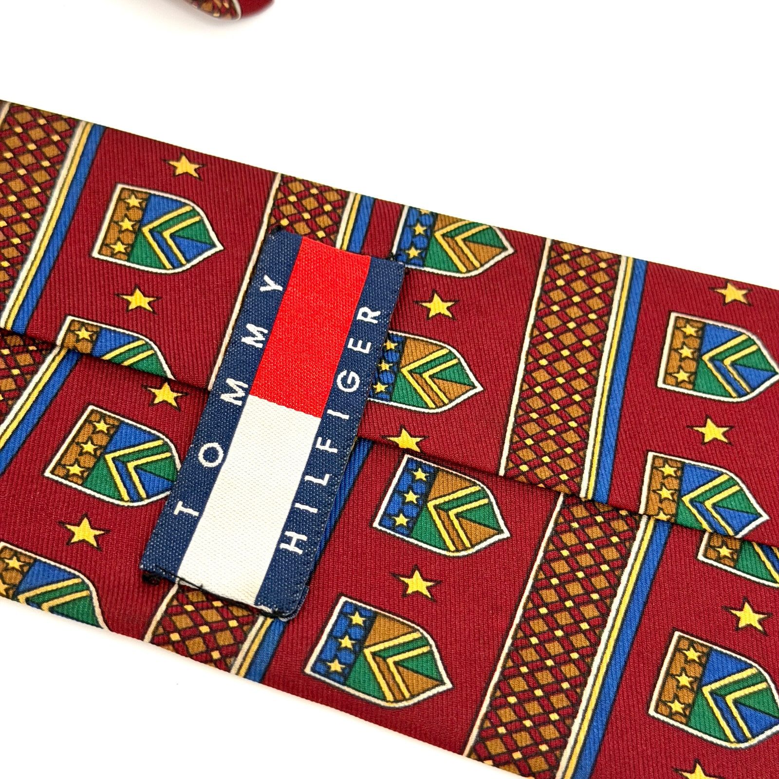 Tommy Hilfiger Vintage 90s Red Crest Stars Heraldic Preppy Necktie Size ONE SIZE - 4 Thumbnail