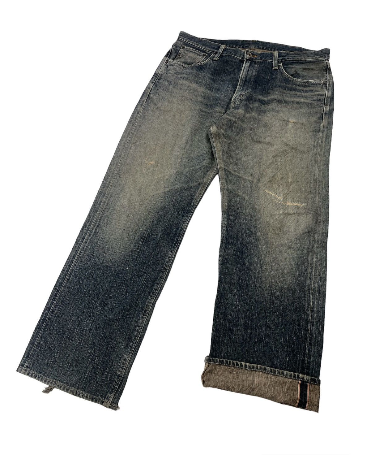 Image of Edwin 505Zx Redline Selvedge Jeans in Rust Light Blue, Men's (Size 36)