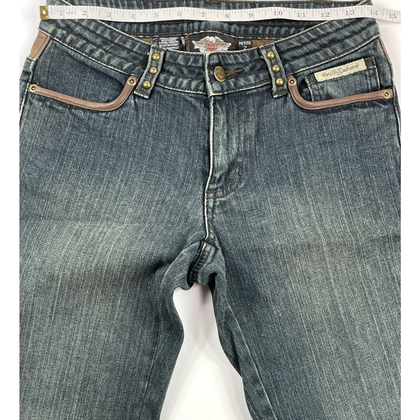 Harley Davidson Harley-Davidson Womens Jeans Flare Denim Biker Riding Motorcycle Sz 2 Petite HD Size 26" / US 2 / IT 38 - 5 Thumbnail