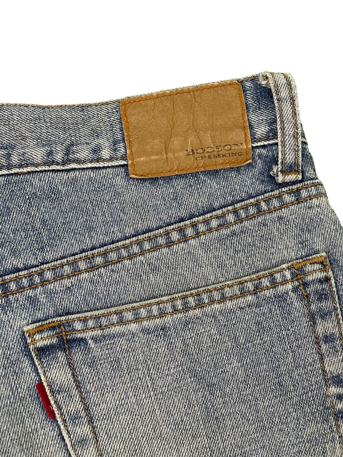 Japanese Brand Flare Jeans Vtg Bobson Distress Painted Boot Cut 6🟦5 Size US 31 - 19 Thumbnail