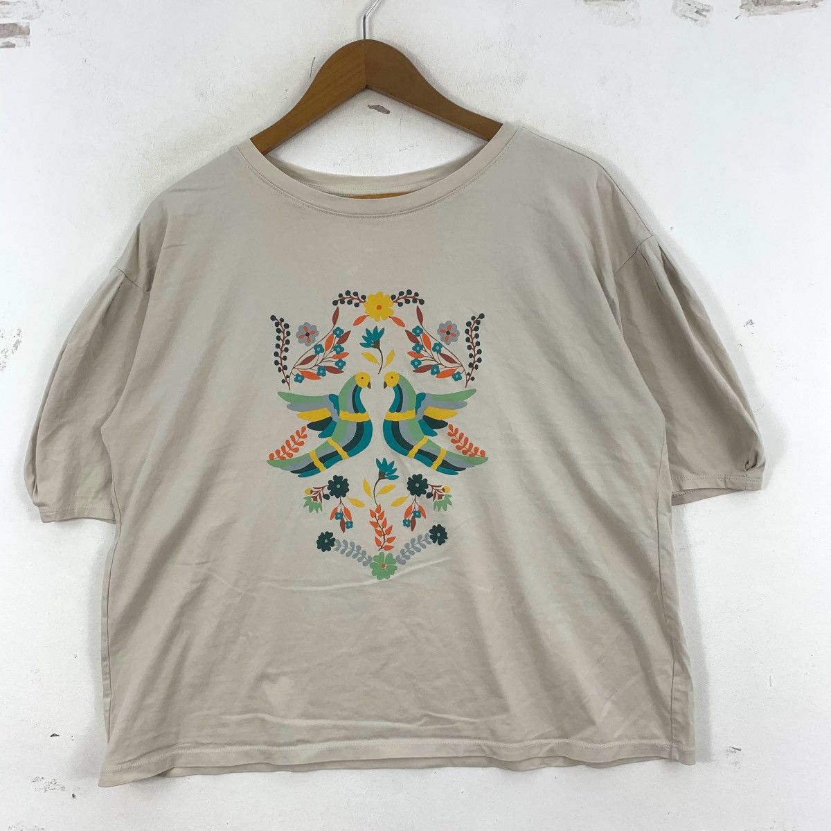 Anna Sui ANNA SUI x UNIQLO Floral Bird Illustration Boxy Tee Shirt Size XL / US 12-14 / IT 48-50 - 4 Thumbnail