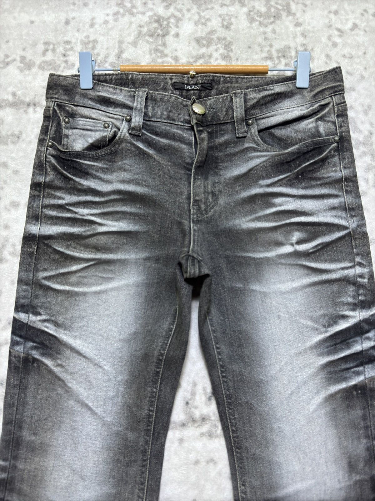 If Six Was Nine Vintage Lagust Claw Marks Acid Wash Denim Jeans Size US 31 - 3 Thumbnail