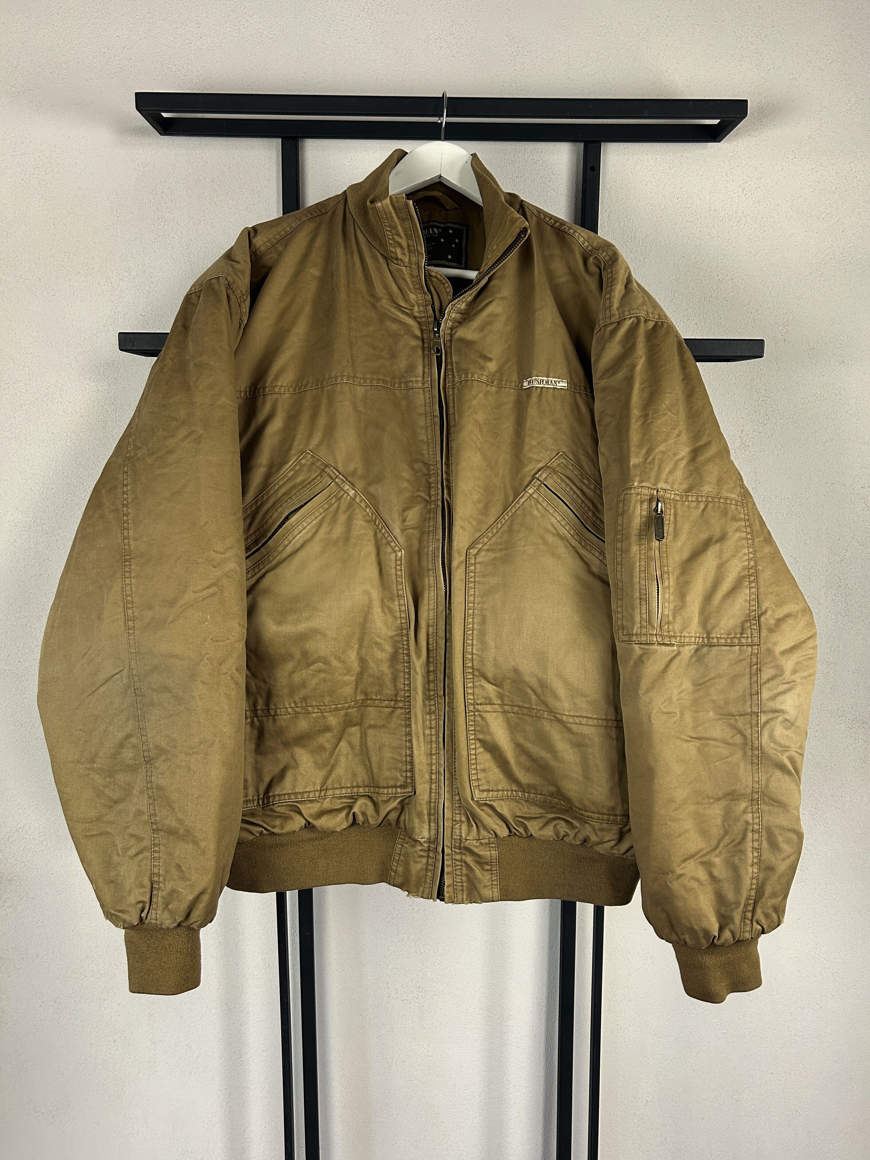 Vintage Vintage Bomber Jacket Brown Minimal Military Biker Y2K Core Size US XL / EU 56 / 4 - 1 Thumbnail