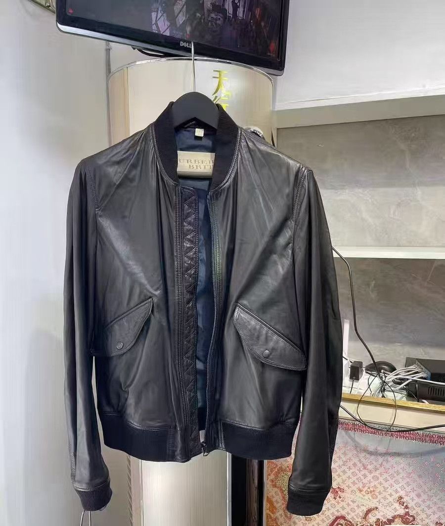 Burberry Burberry Black Leather Bomber Jacket for Men Size US L / EU 52-54 / 3 - 1 Thumbnail