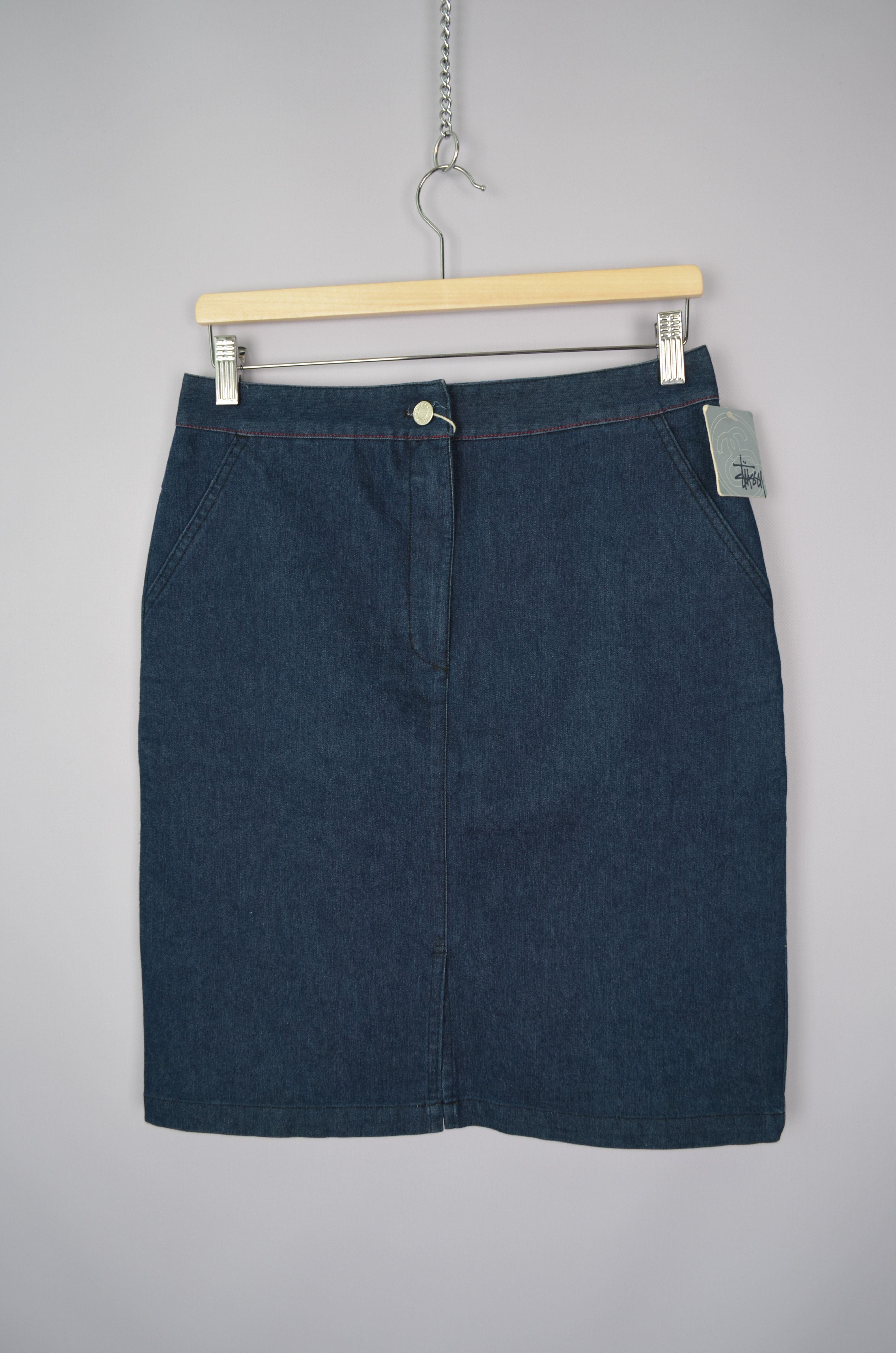 Designer × Stussy Stussy Blue Denim Long Skirt Size 7 / 28 Small y2k 00s NWT Size 28" / US 6 / IT 42 - 1 Thumbnail