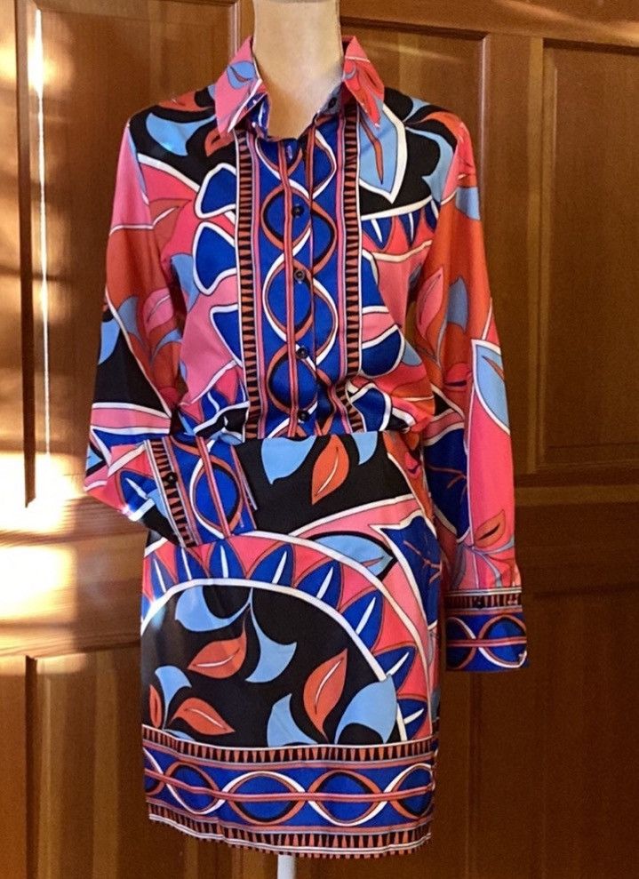 Designer × Other NWT, Lavishly Paris Vibrant Multicolored Shirt and Skirt Set Size M / US 6-8 / IT 42-44 - 2 Thumbnail