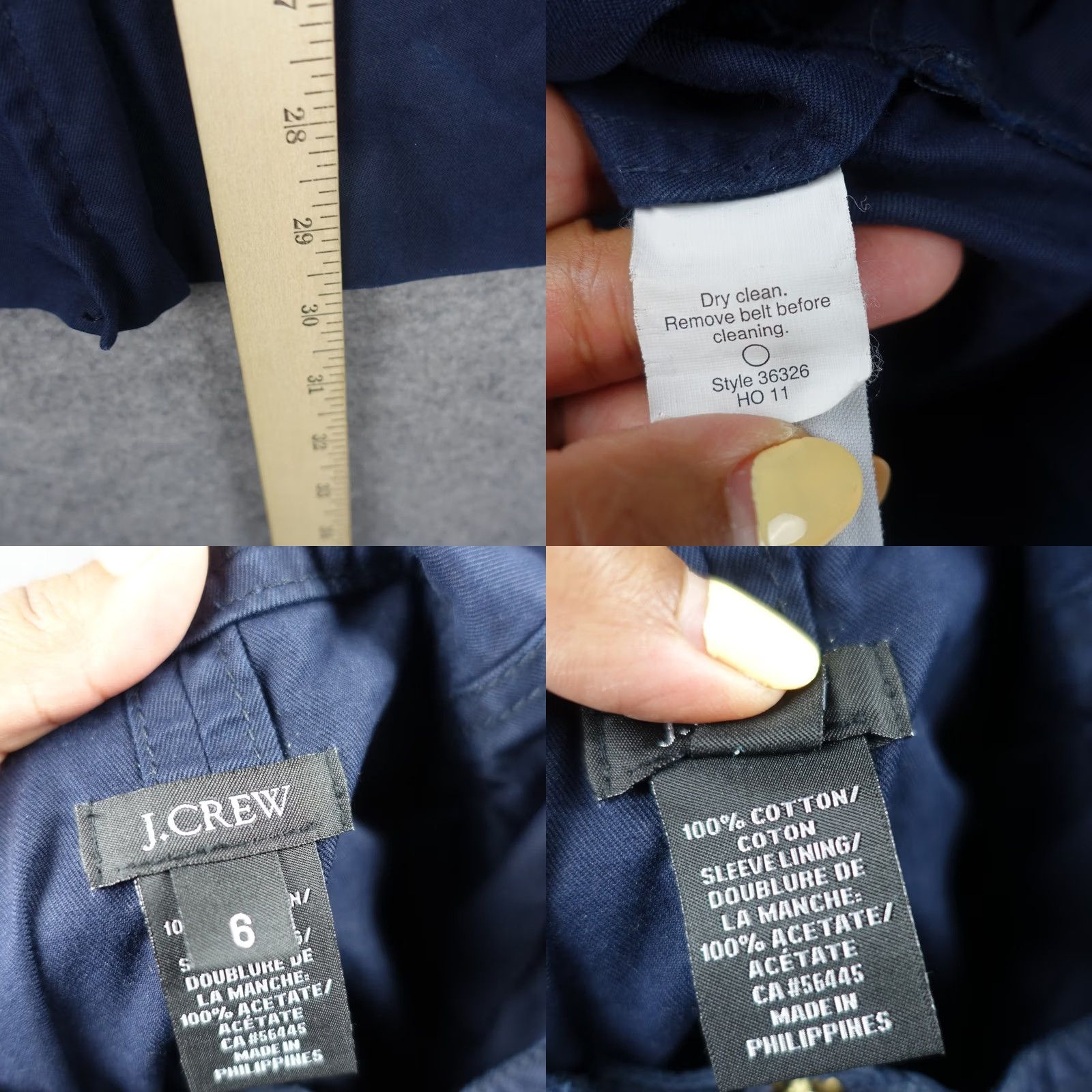 J.Crew VINTAGE? No — J.CREW Hooded Coat Parka Jacket Womens 6 Navy Blue Cotton Belted Buckle Trench Coat Size M / US 6-8 / IT 42-44 - 10 Thumbnail