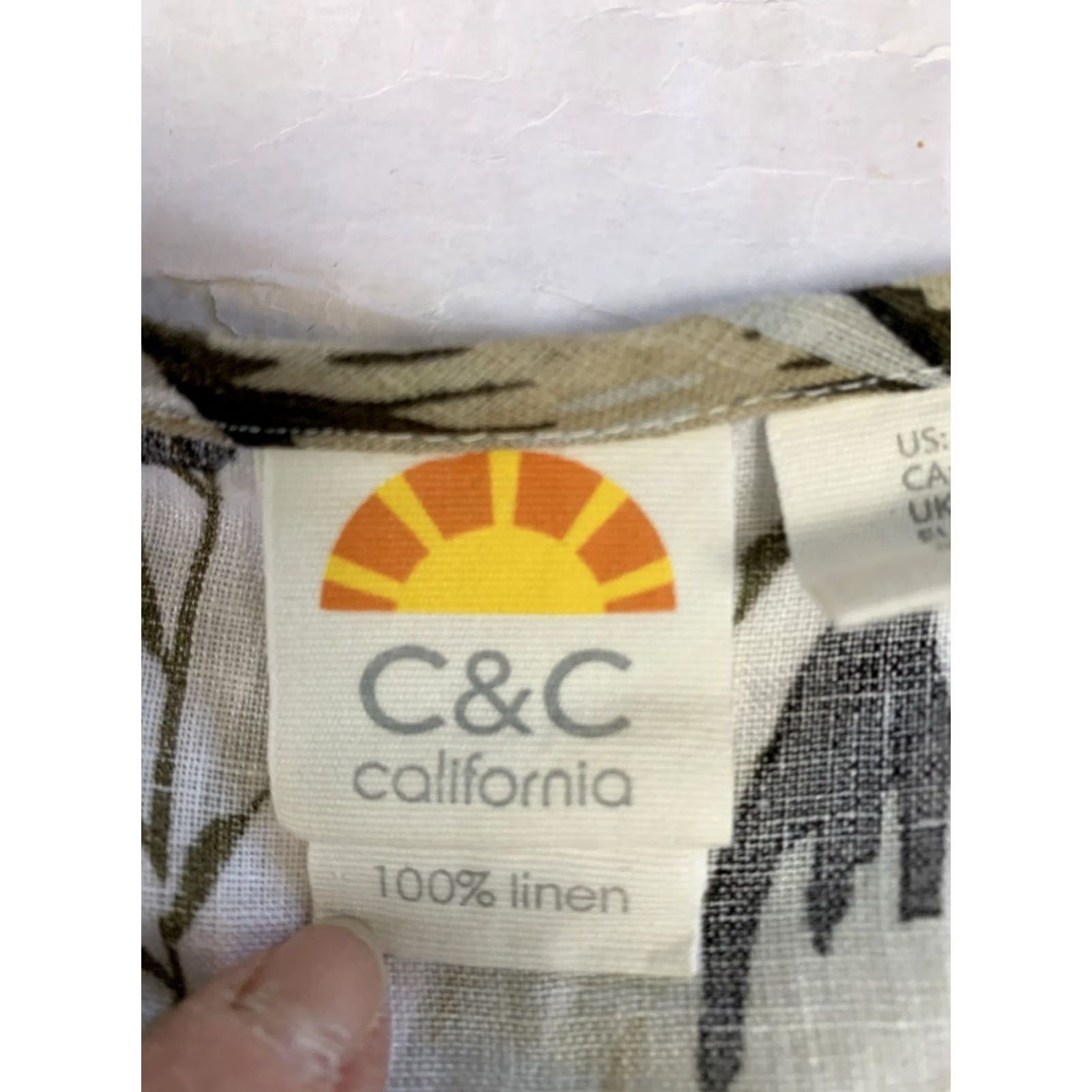 Vintage VINTAGE C&C California Shirt Womens 1X 100% Linen Tropical Ferns Hi-Lo Short Sleeve Size XL / US 12-14 / IT 48-50 - 4 Thumbnail
