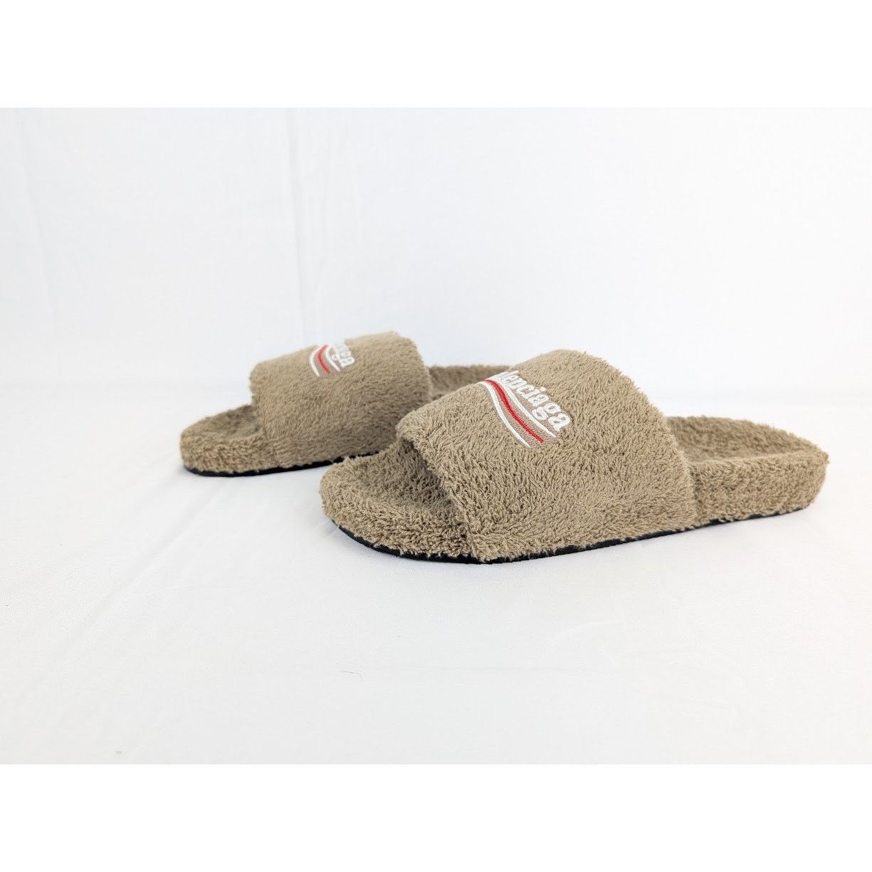 Balenciaga o1rshd1 Q:2 / Furry Slide in Khaki / White / Red Size US 8 / EU 41 - 7 Thumbnail