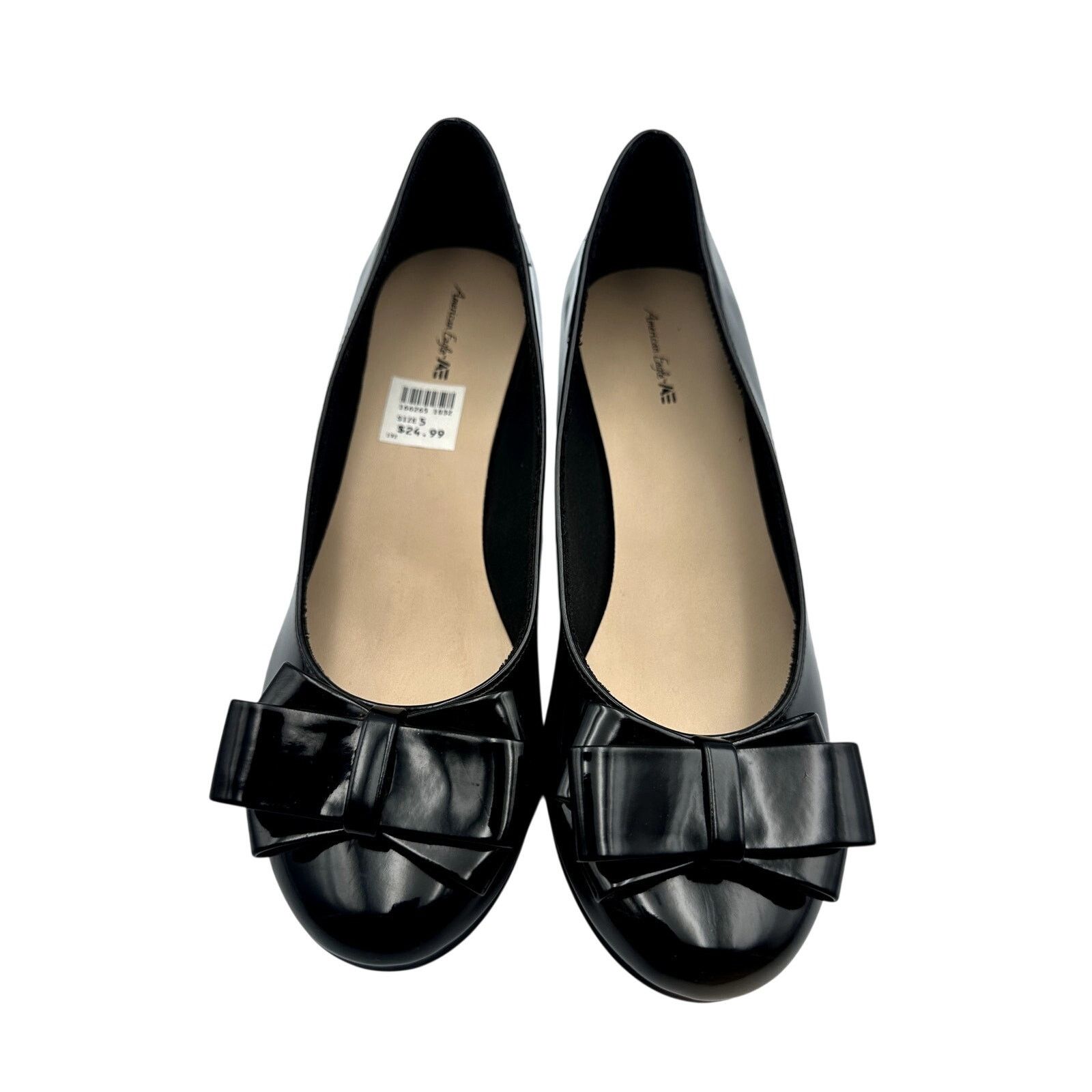Other American Eagle Mairin Girl Wedge Dress Shoe-Black Patent Bow Size US 5 / IT 35 - 1 Thumbnail
