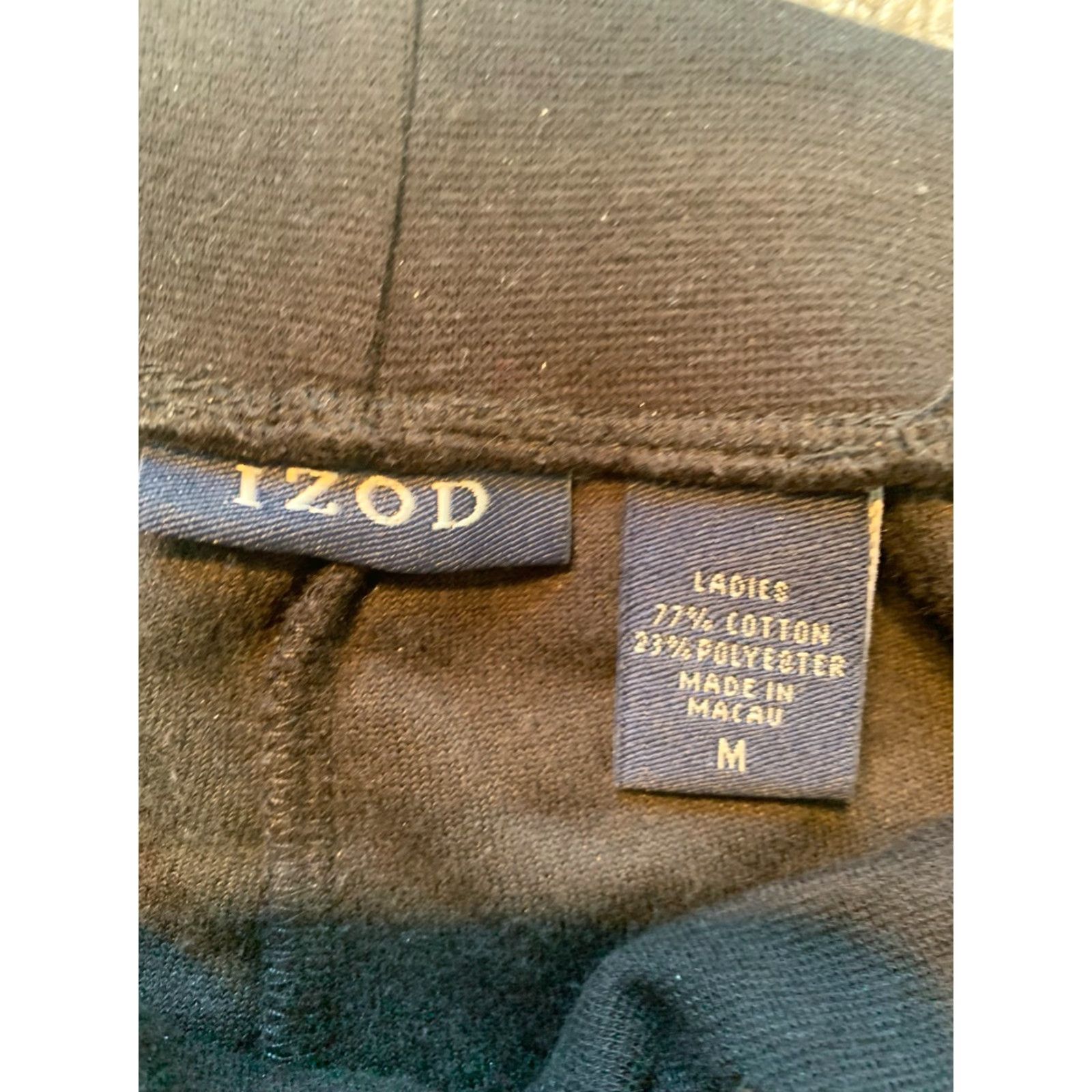 Izod IZOD Pants Womens Medium M Black Carpenter Regular Zip Casual Comfort 100% Cotton Mens? Size 32" / US 10 / IT 46 - 4 Thumbnail