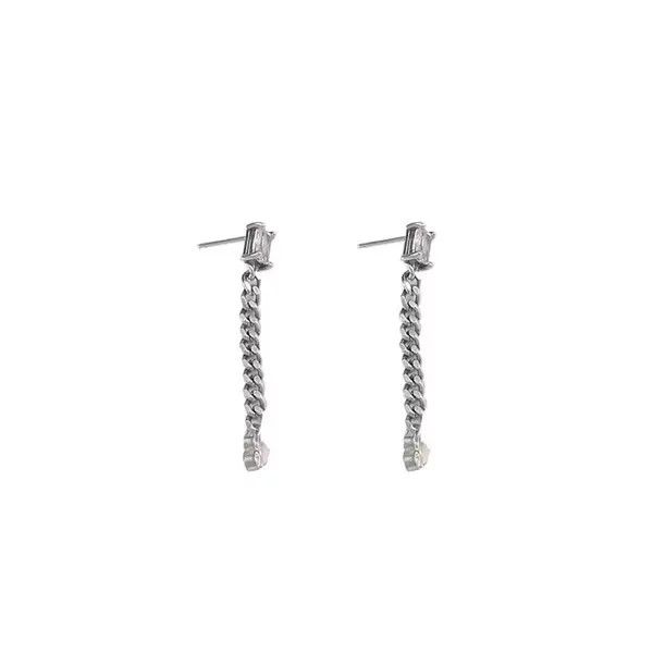 Sterling Silver 100%925 silver retro punk earrings Size ONE SIZE - 3 Thumbnail