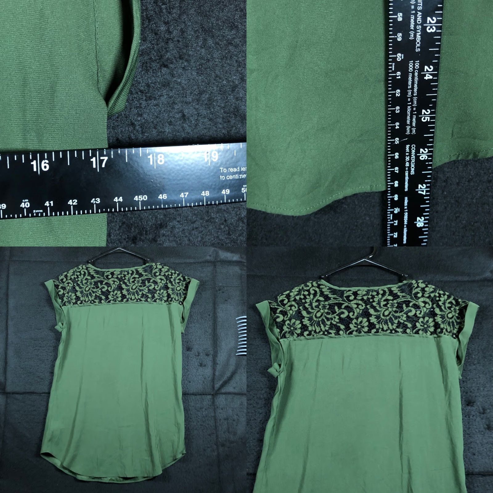 Express Express Blouse Womens V Neck Zipper Front Cap Sleeve Small Green Size S / US 4 / IT 40 - 8 Thumbnail