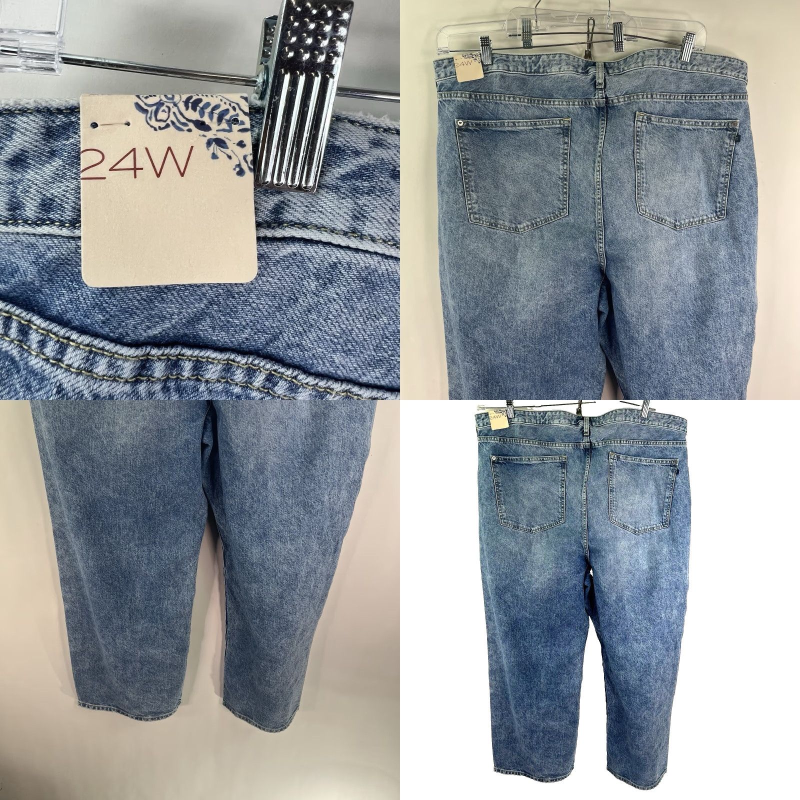 Anthropologie ANTHROPOLOGIE Pilcro Distressed Baggy Denim Jeans Womens 24W 48X30 Blue NWT Jeans Size 42" / US 20 - 8 Thumbnail
