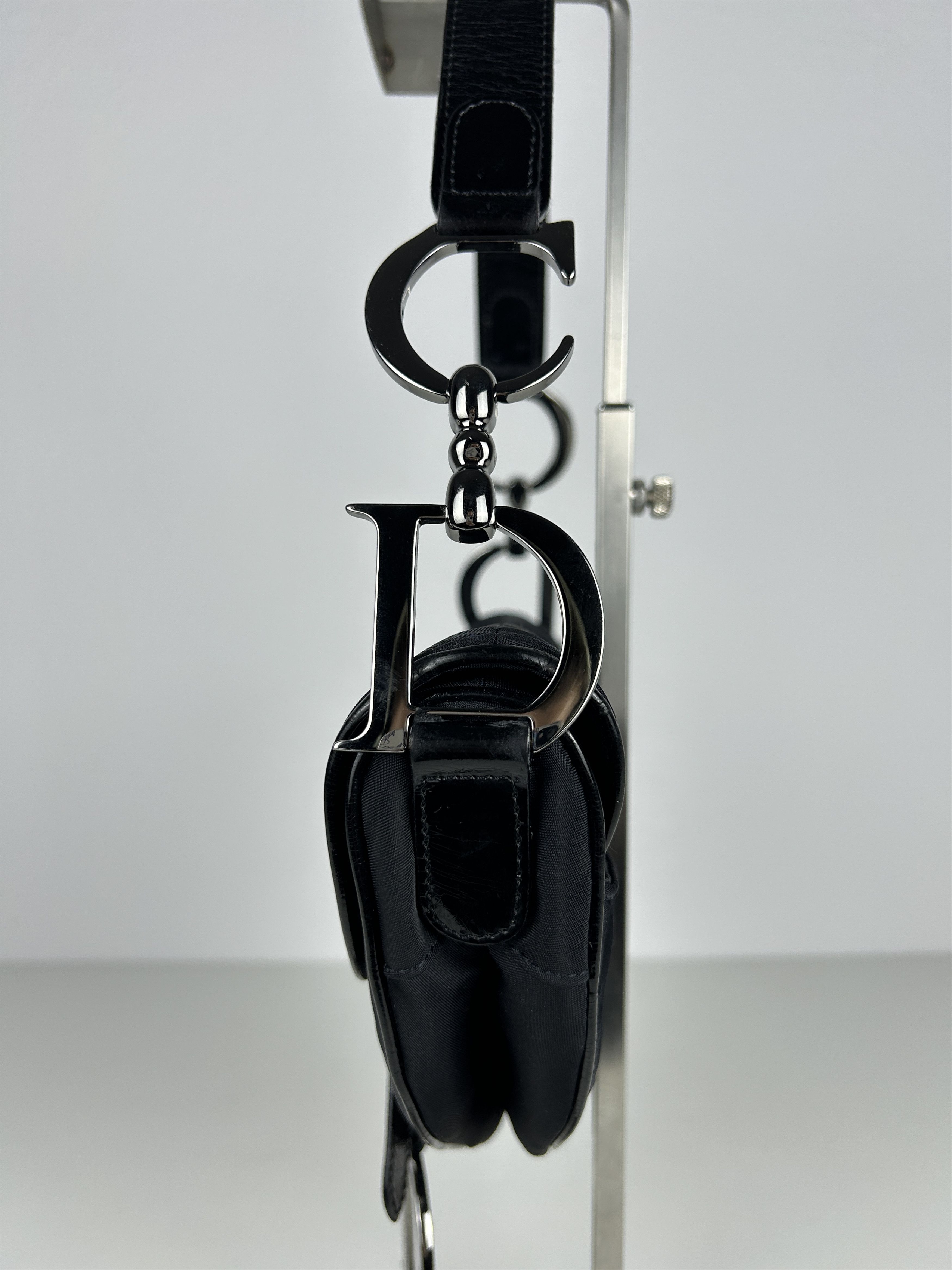 Dior 2001 Dior black satin and patent leather saddle bag Size ONE SIZE - 10 Thumbnail