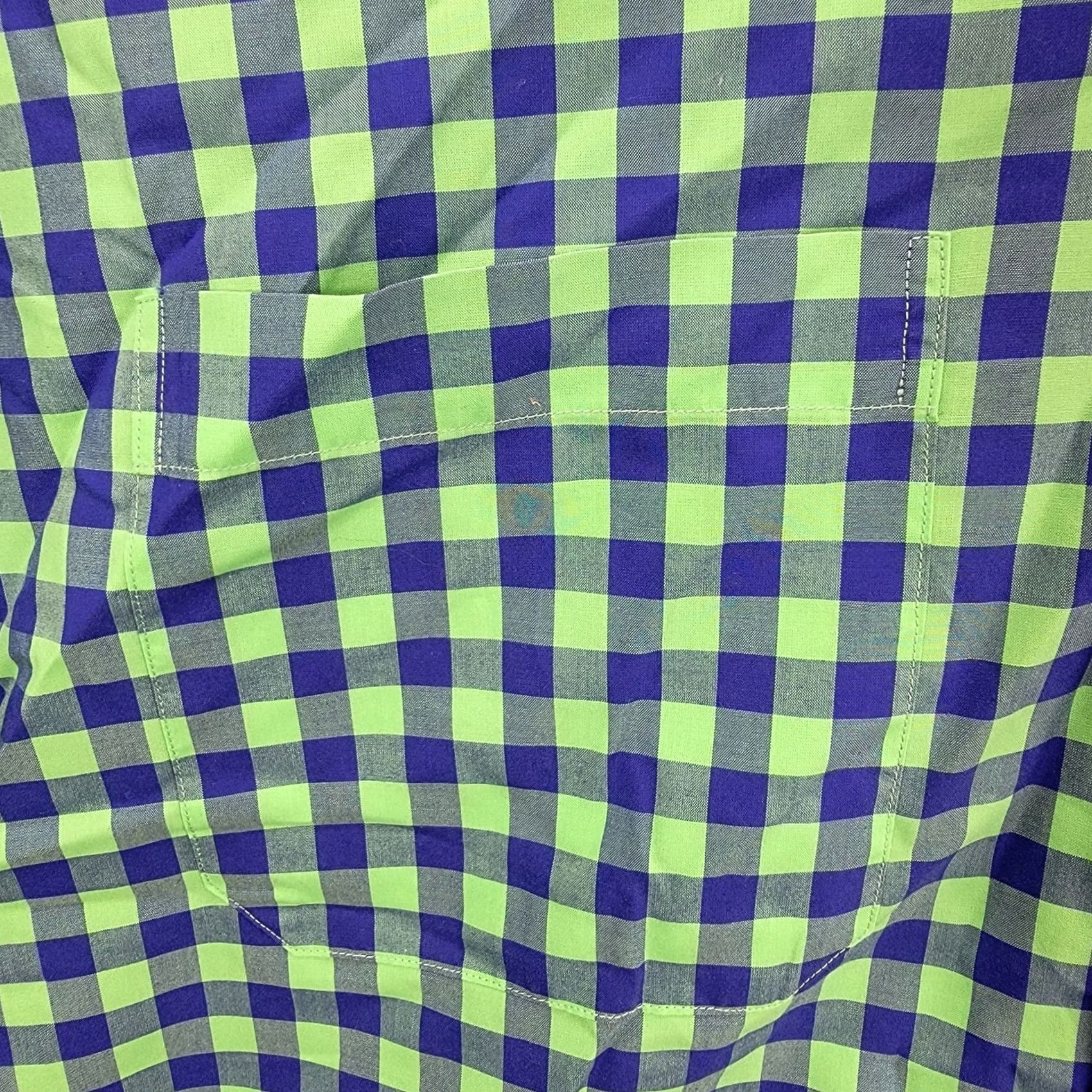 Hamilton Hamilton 1883 Shirt Adult 2XL Button Up check dress shirt green blue Size 48R - 3 Thumbnail