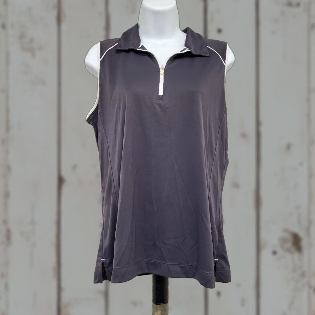Vintage Slazenger Golf Shirt Women's Size Large Gray Sleeveless Zipper Tennis Pickleball Size L / US 10 / IT 46 - 1 Thumbnail