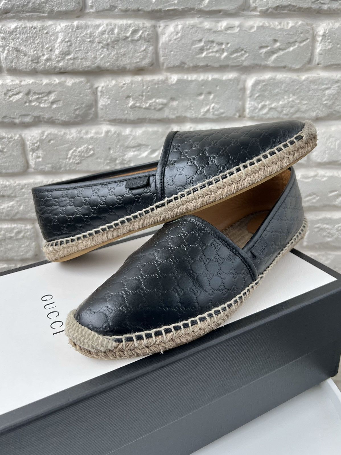 Gucci Gucci GG Monogram Black Leather Espadrilles Shoes Size US 8 / EU 41 - 2 Thumbnail