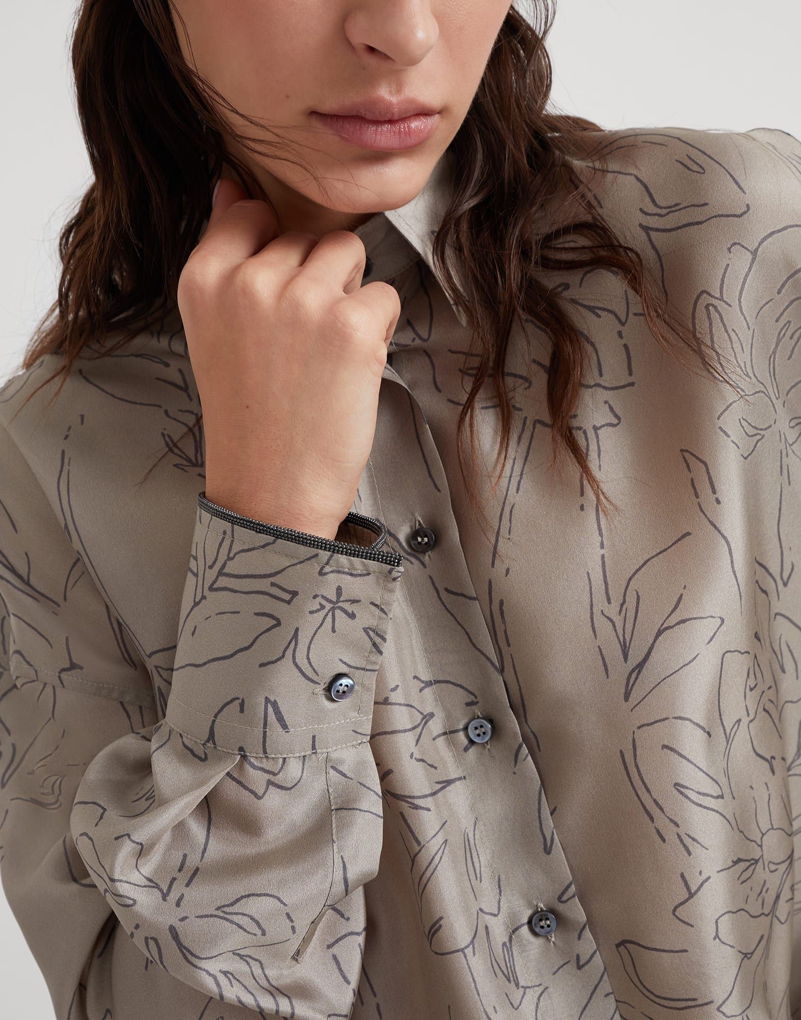Brunello Cucinelli o1w1db10825 Blouse in Light/Pastel Brown Size S / US 4 / IT 40 - 4 Thumbnail
