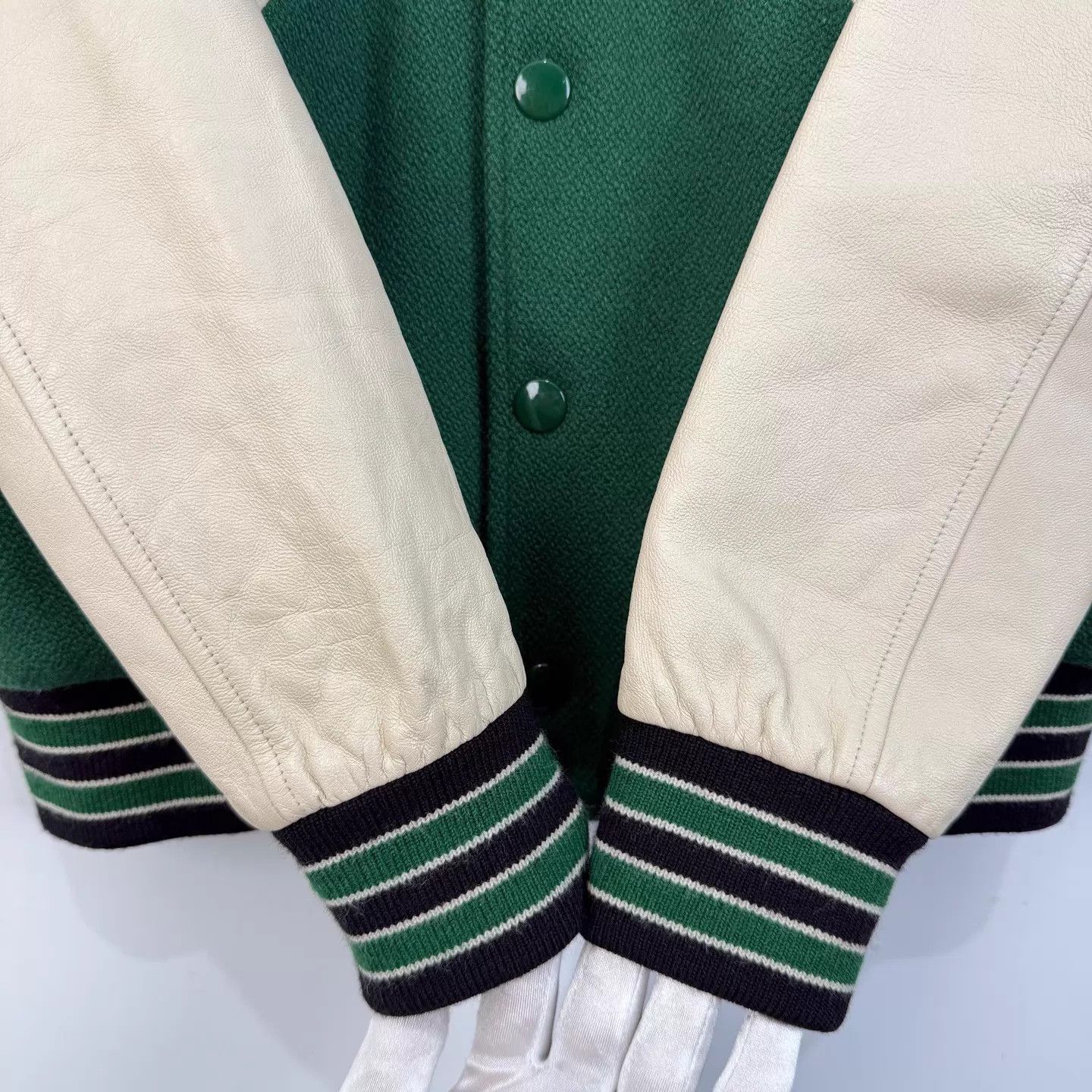 Celine Celine Flocked Logo Leather Panel Baseball Jkt 46 Size US S / EU 44-46 / 1 - 4 Thumbnail