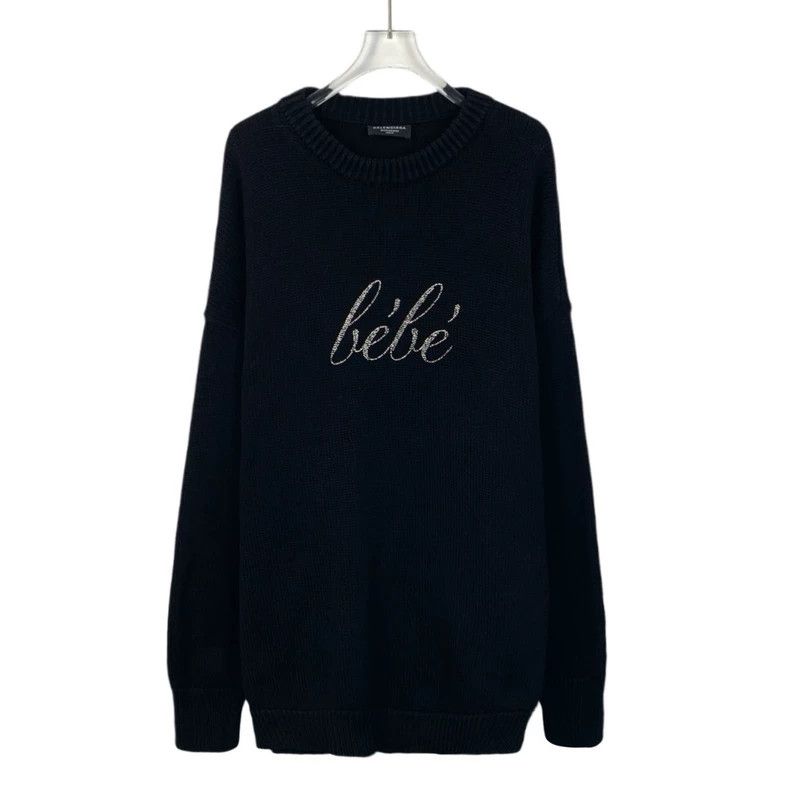 Balenciaga Balenciaga Black monogrammed diamond cotton crewneck long- Size US M / EU 48-50 / 2 - 1 Thumbnail