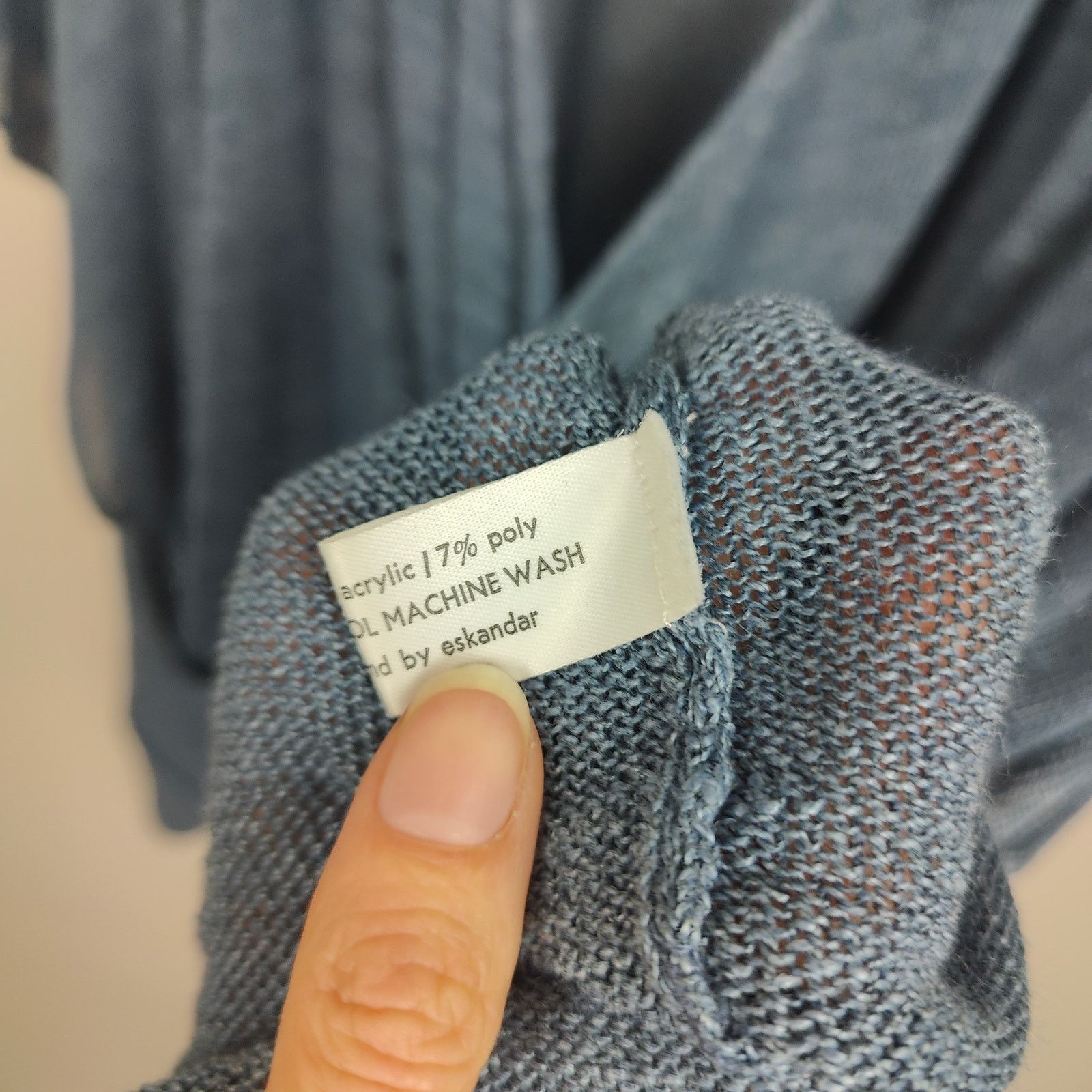 eskandar Eskandar Linen Blend Top Womens One Size Blue Open Knit Size ONE SIZE - 10 Thumbnail