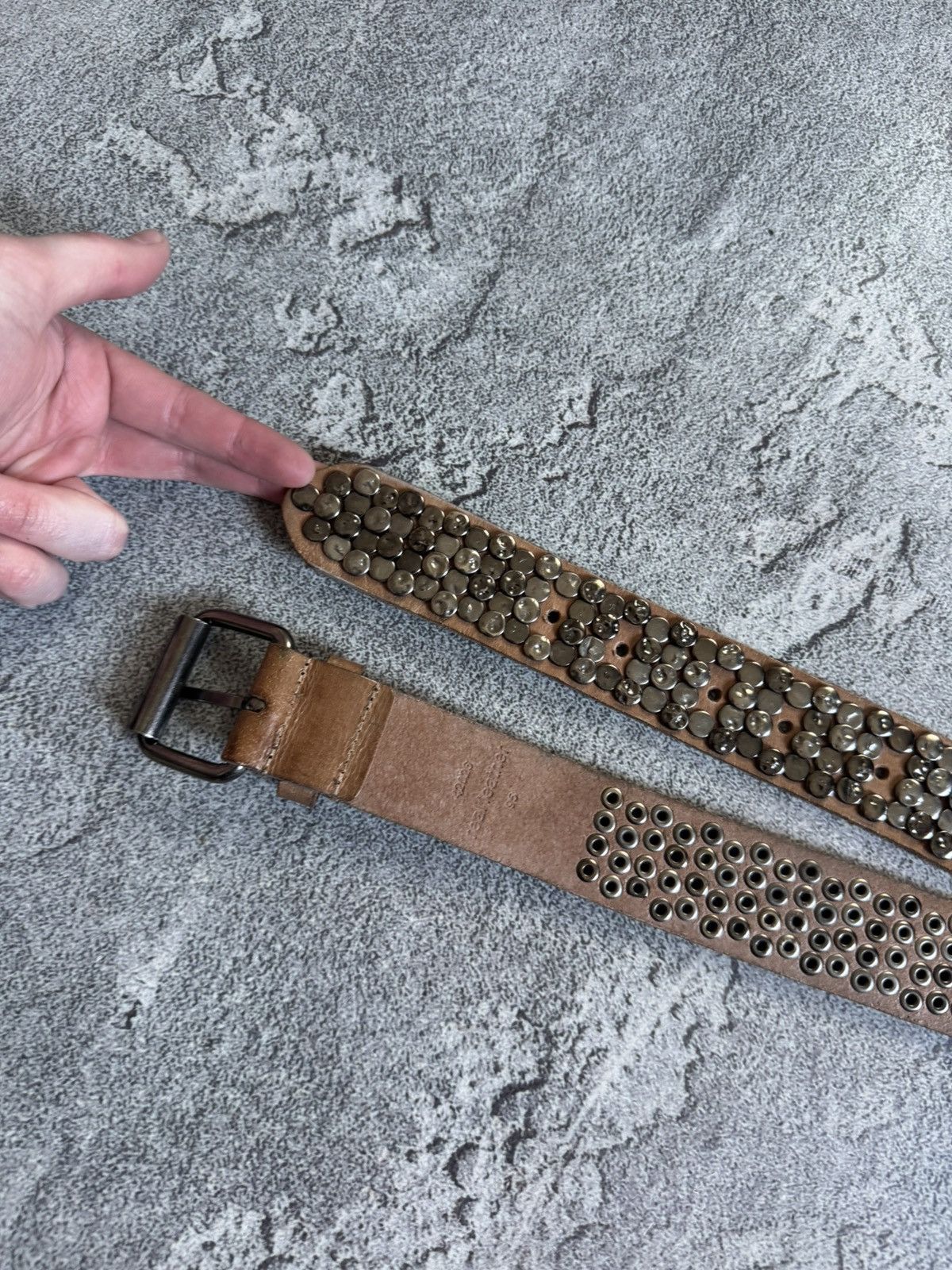 If Six Was Nine Retro leather metal rhinestones belt Y2K L.G.B. 90s opium Size ONE SIZE - 9 Thumbnail