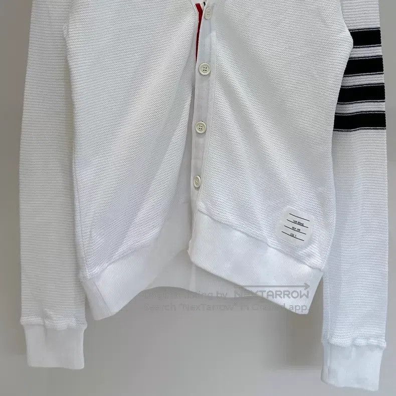 Thom Browne Thom Browne White Four Stripe Knit Cardigan Size US L / EU 52-54 / 3 - 3 Thumbnail