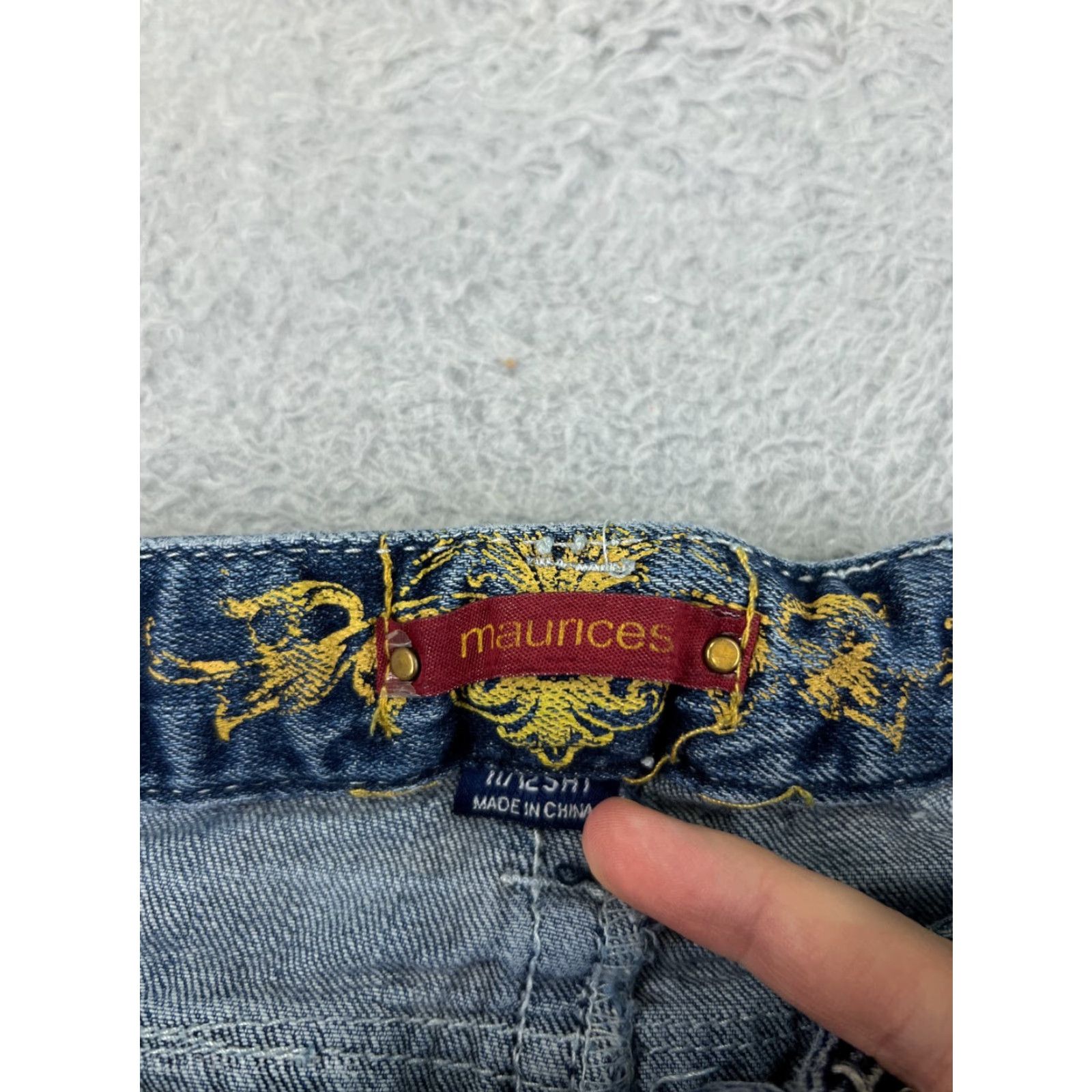 Vintage Maurices Jeans Womens 11 Blue Denim Embellished Cotton Blend Stretch Low Size 32" / US 10 / IT 46 - 4 Thumbnail