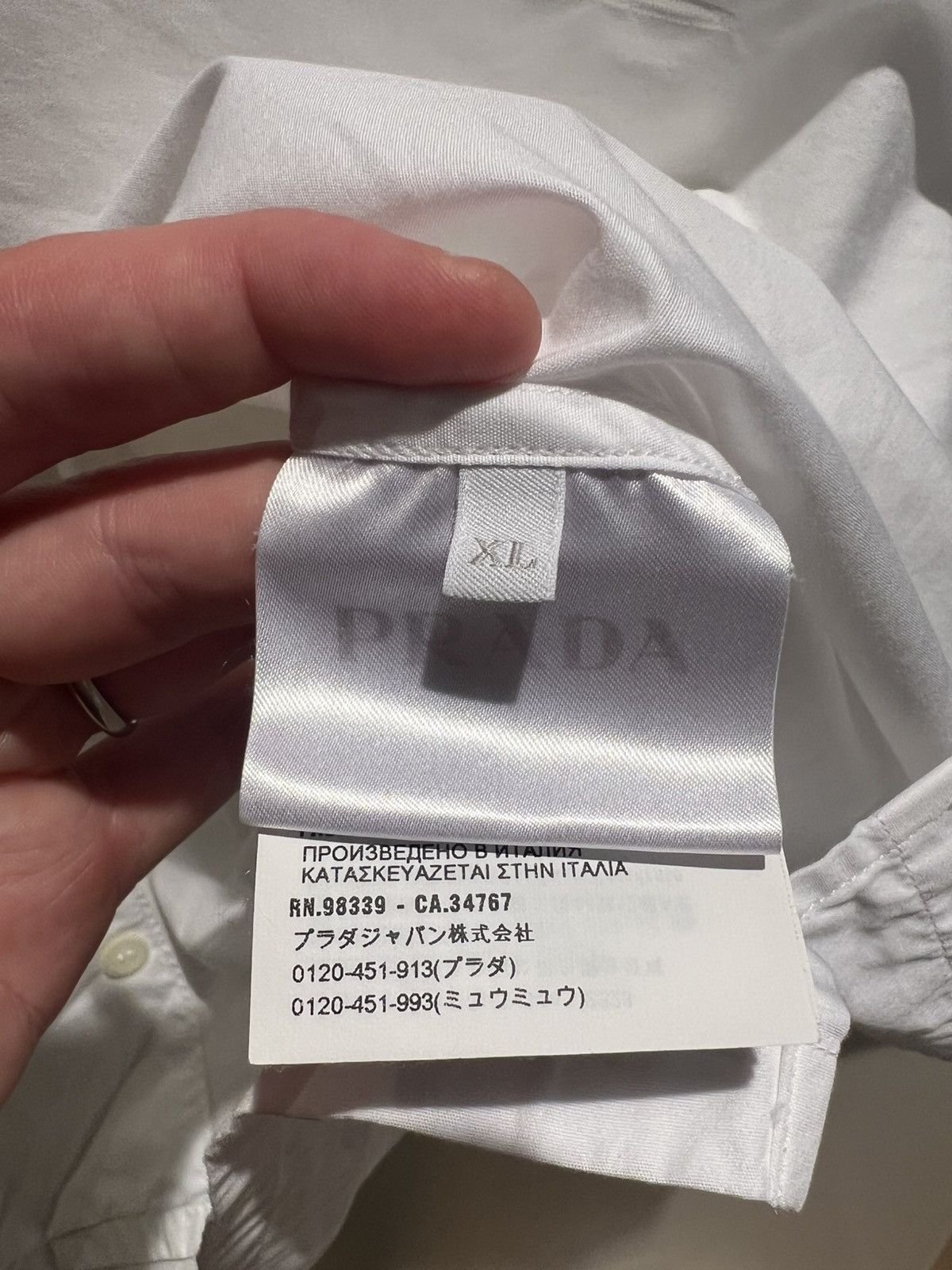 Prada White camp collar shirt Size US L / EU 52-54 / 3 - 3 Thumbnail