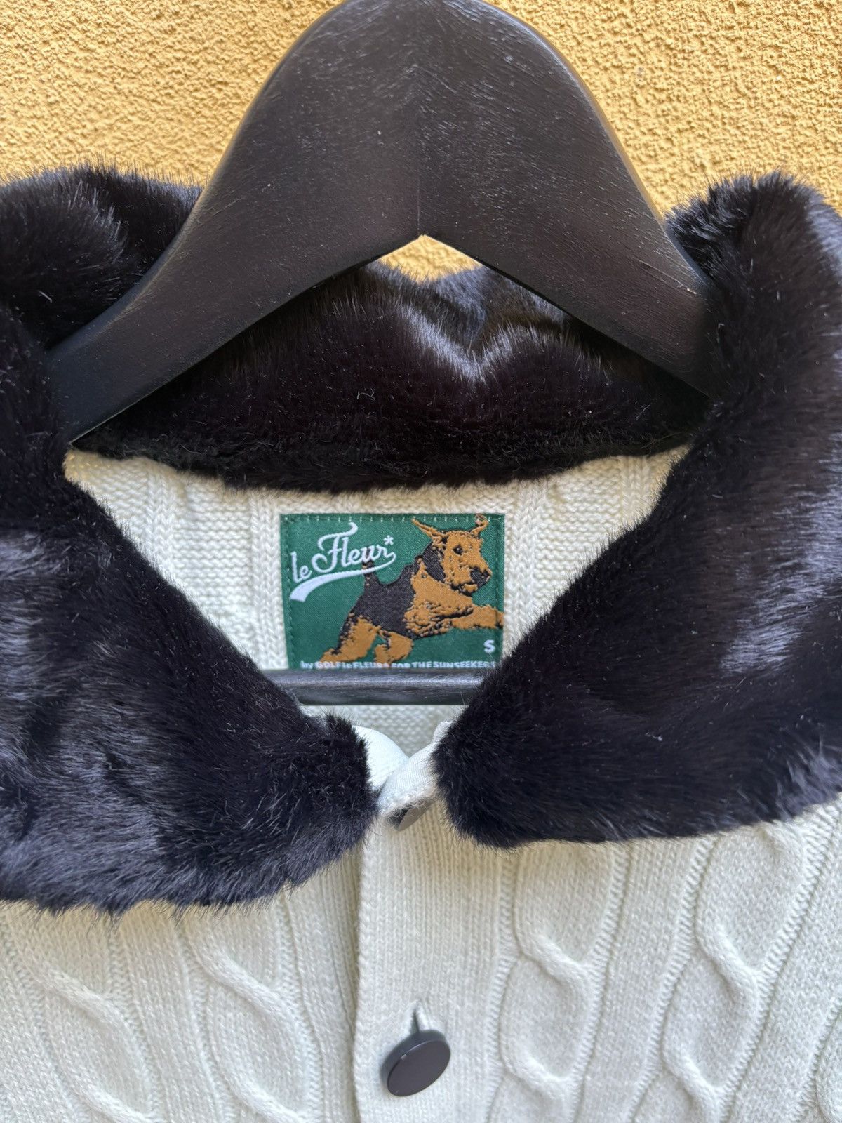 Golf le Fleur GOLF le FLEUR Faux Fur Collar Cable Knit Cardigan - Mint Size US S / EU 44-46 / 1 - 4 Thumbnail