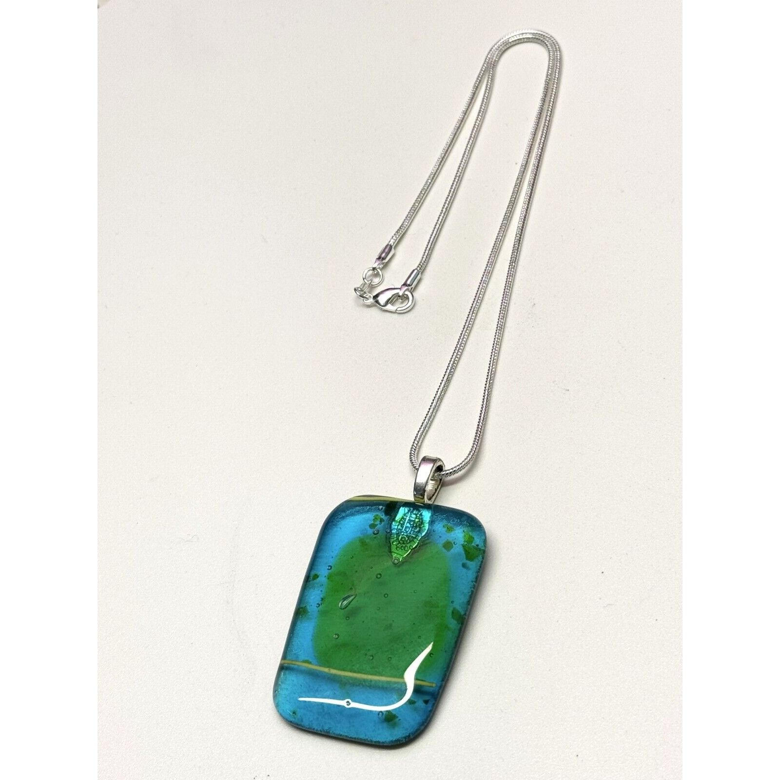 Vintage Vintage 925 sterling silver chain glass pendant necklace Size ONE SIZE - 4 Thumbnail