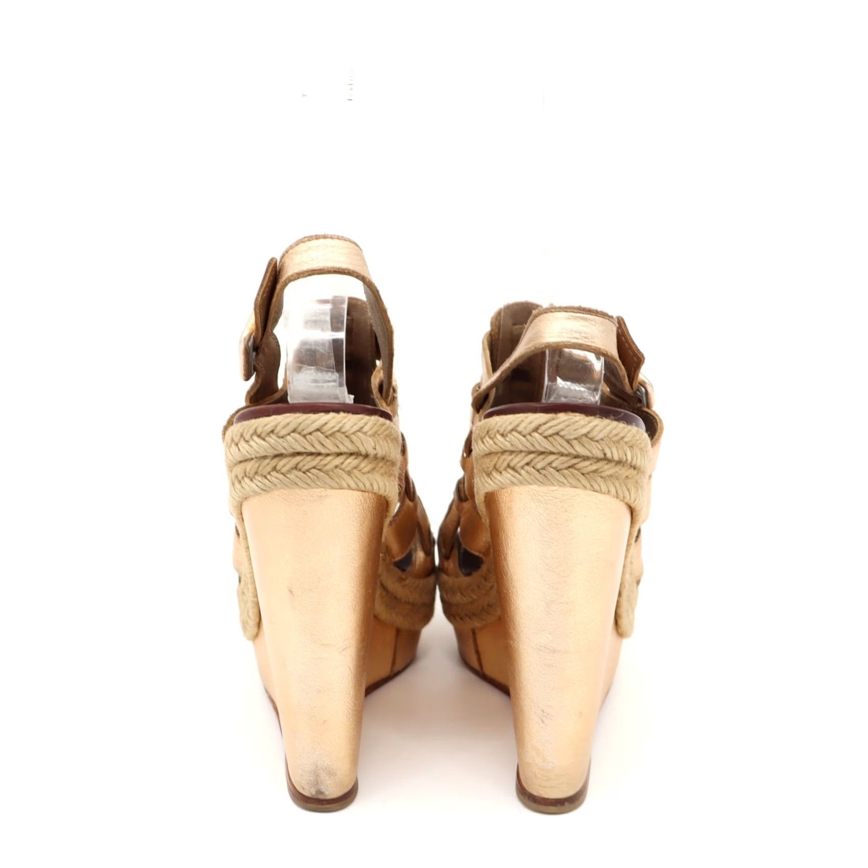 Christian Louboutin Christian Louboutin Barcelona Gold Espadrille Wedge Sandal Woman EU36/US6 Open Toe Leather Lining Shine Gold Metallic Casual Party/Cocktail Womens Size US 6 / IT 36 - 5 Thumbnail