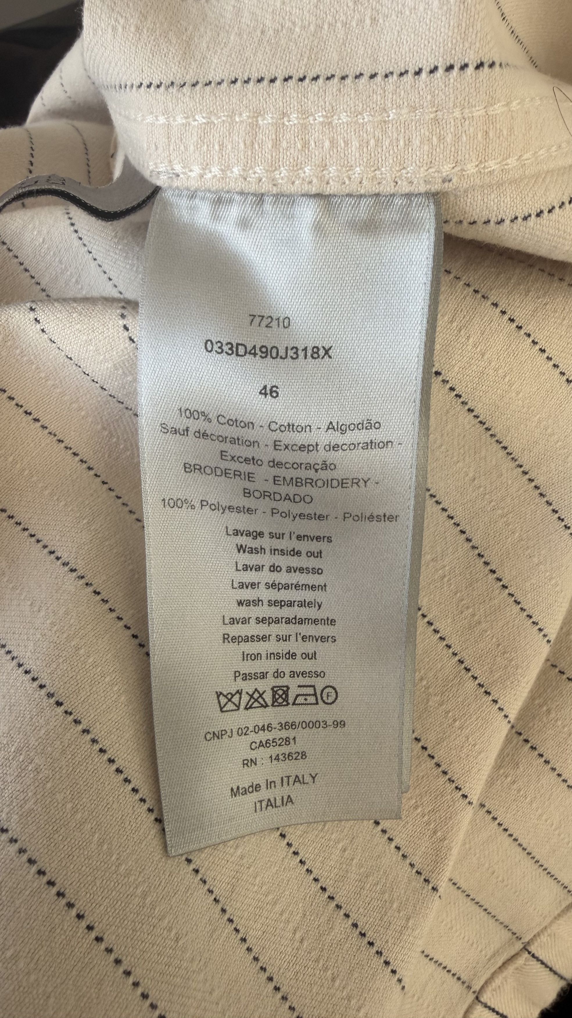 Dior Dior Homme Cream Striped Cotton Button Front Jacket Size US S / EU 44-46 / 1 - 5 Thumbnail