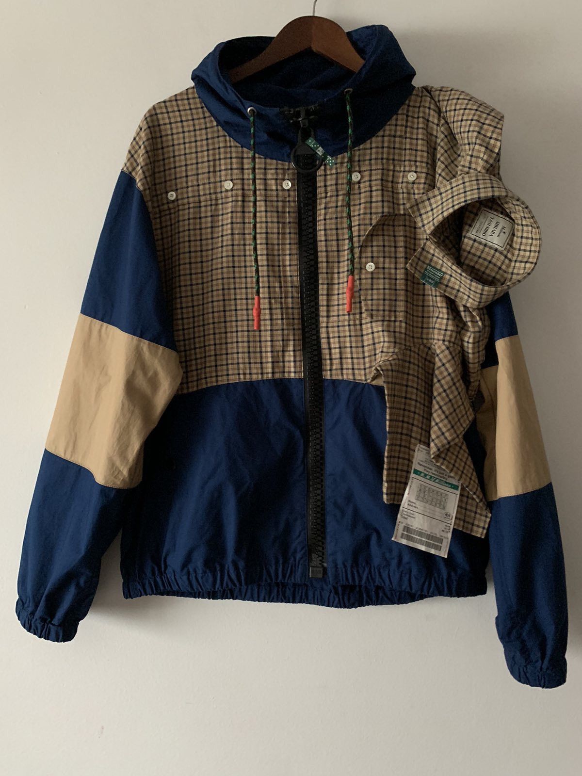 image of Maison Mihara Yasuhiro Contrast Panel Windbreaker Jacket in Blue, Men's (Size Medium)