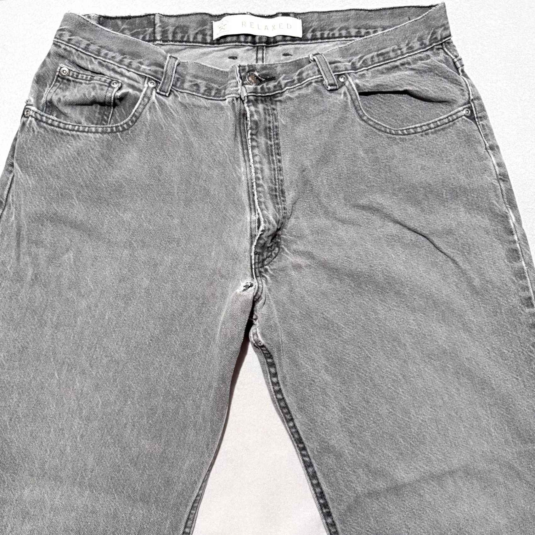 Vintage Arizona Jeans Mens Jeans Gray Distressed Relaxed Mid-Rise Straight 38X30 Denim City Classic 90s Mens Size US 38 / EU 54 - 3 Thumbnail