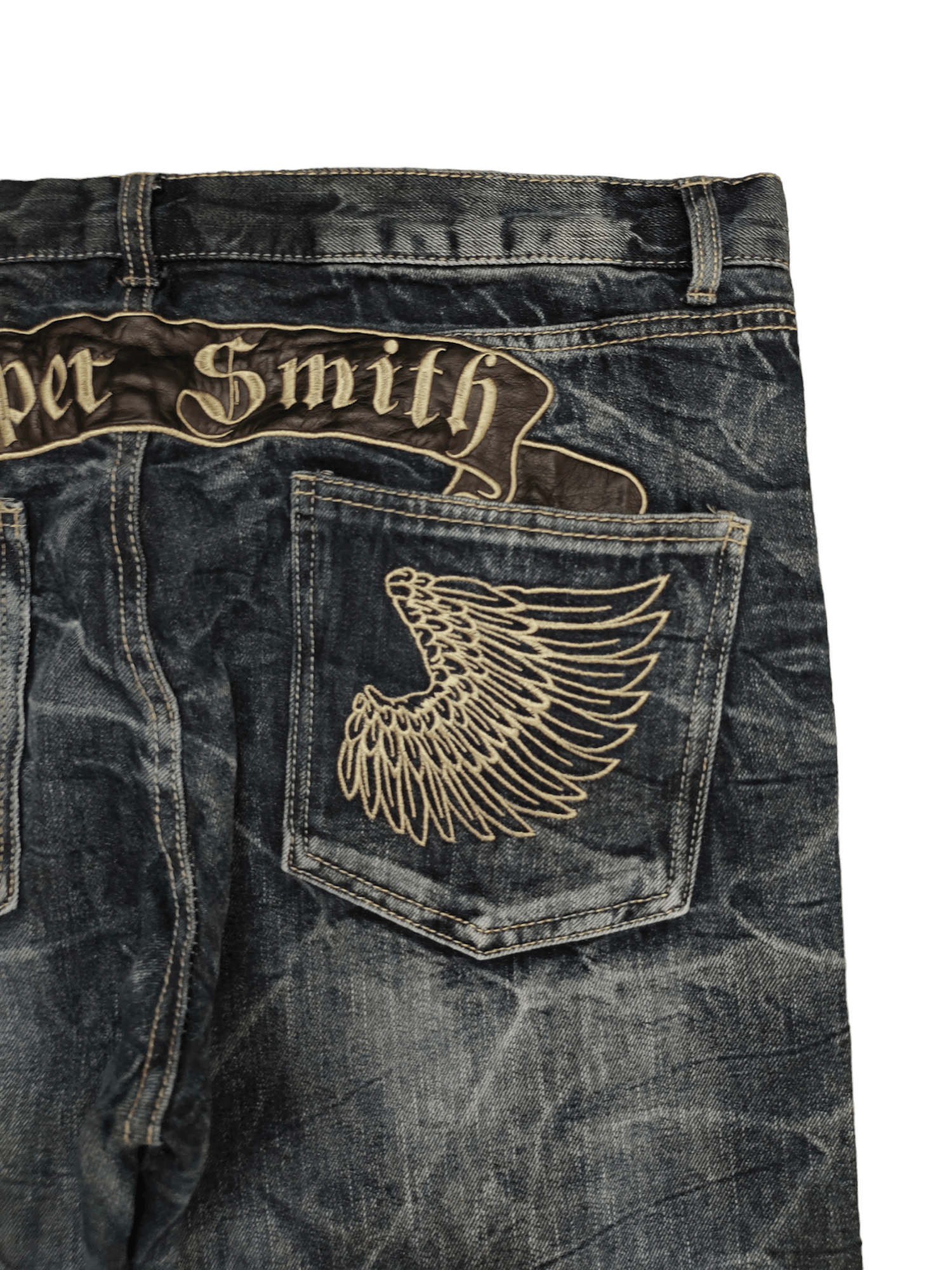 Kapital Copper Smith Embroidered Wings Faded Clawmark Jeans Regular Size US 35 - 3 Thumbnail