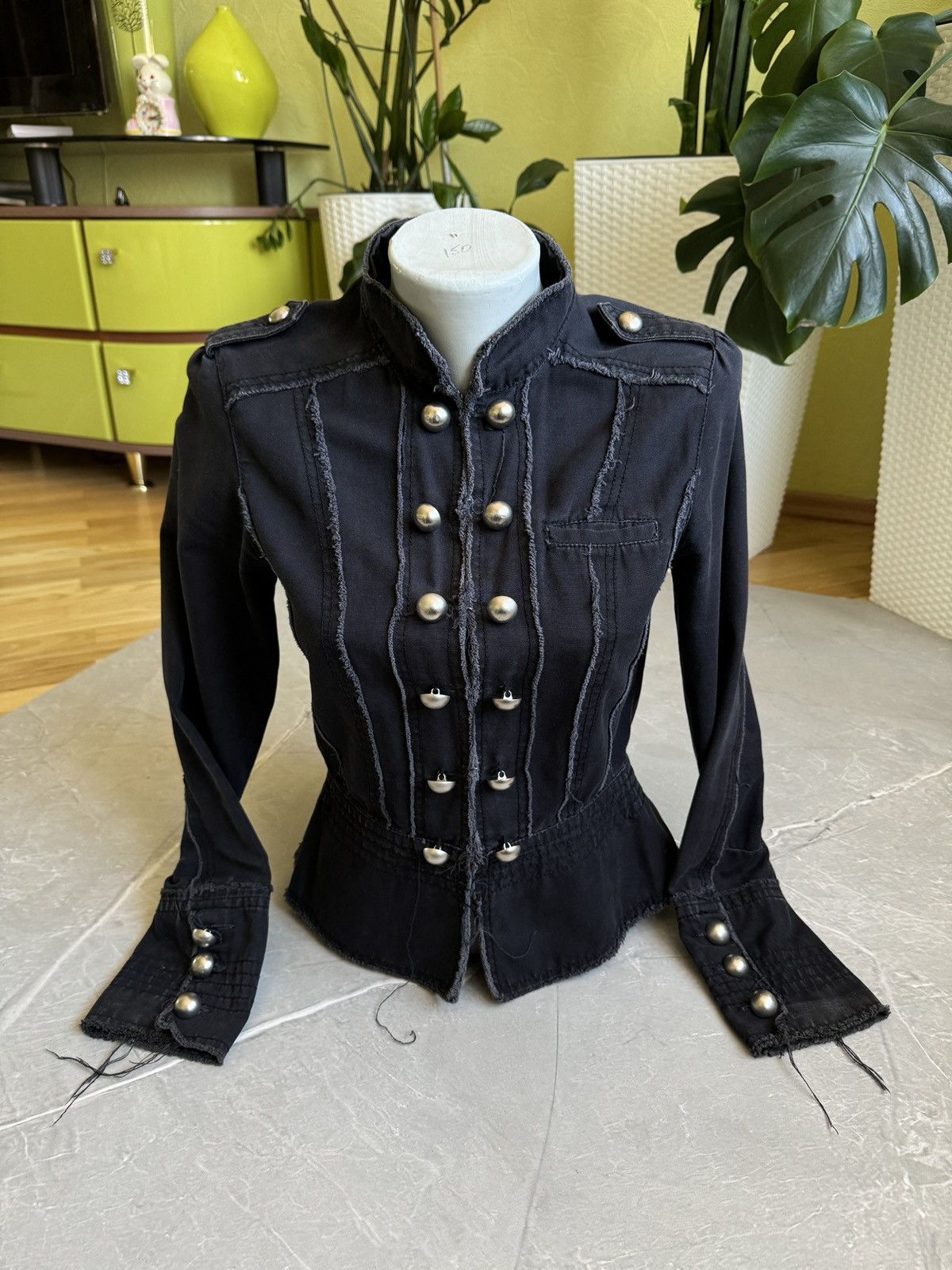 Hysteric Glamour 00s Military Napoleon Denim Jacket PPFM Balmain Style Y2k Size S / US 4 / IT 40 - 3 Thumbnail