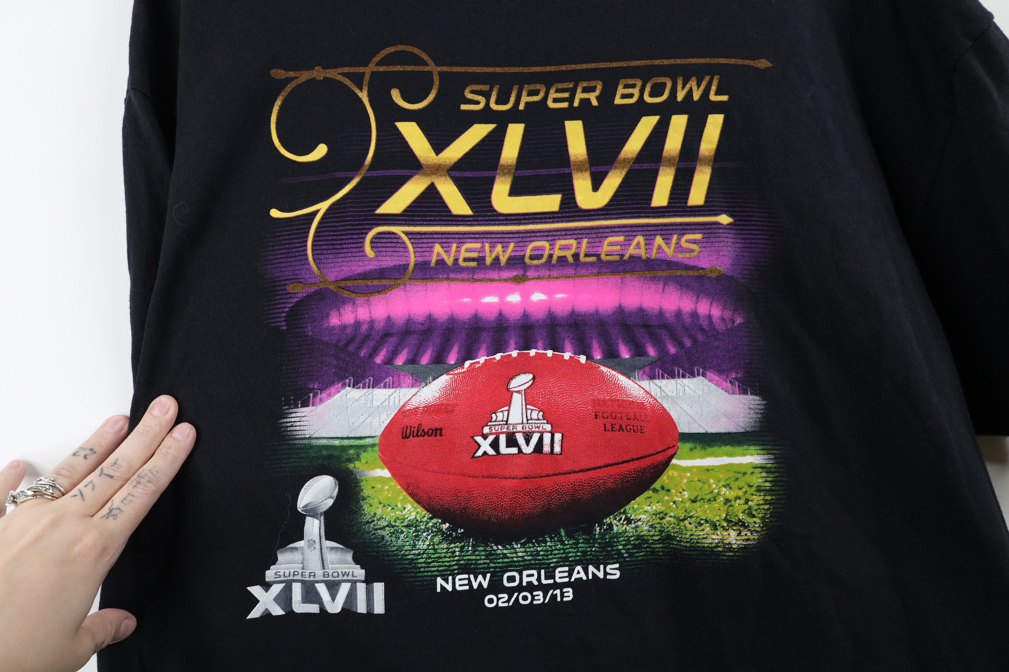 Vintage Vintage Y2K Super Bowl New Orleans Football T-Shirt Black Size US XL / EU 56 / 4 - 4 Thumbnail
