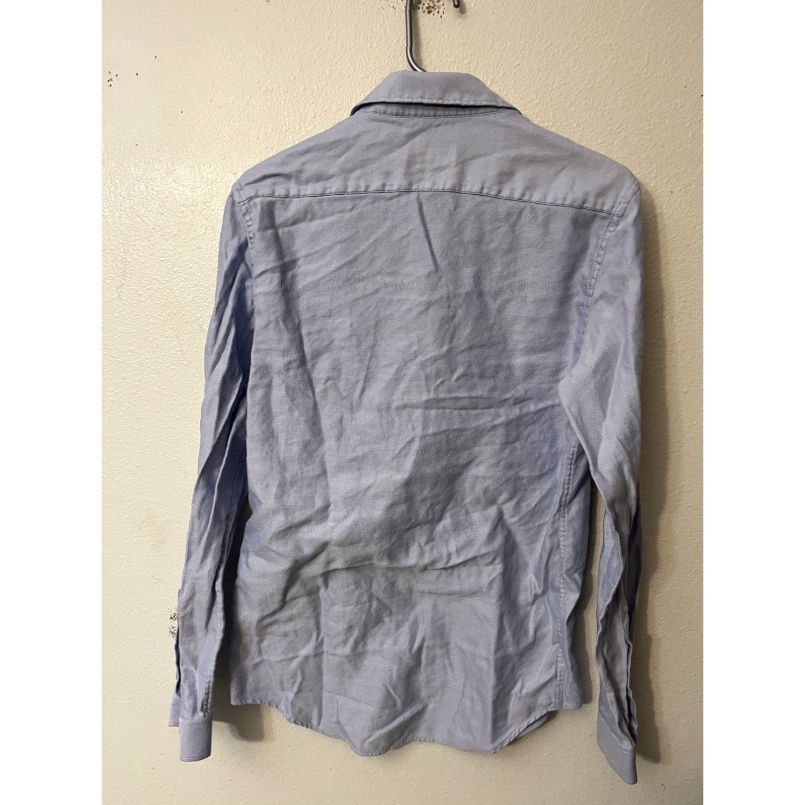 Zara ZARA MAN Slim Fit Solid Button Down Shirt Men's Size Medium Blue Solid Button-Up Slimming Tailored Fit 100% Cotton Knit Long Sleeve Shirt Mens Size US M / EU 48-50 / 2 - 3 Thumbnail