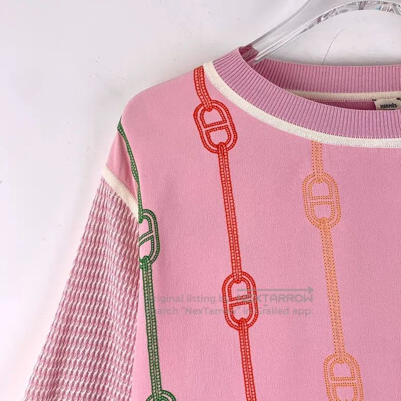 Hermes Hermes Pink Lock Embroidery Cotton Round Neck Short Sleeve Size XS / US 0-2 / IT 36-38 - 3 Thumbnail