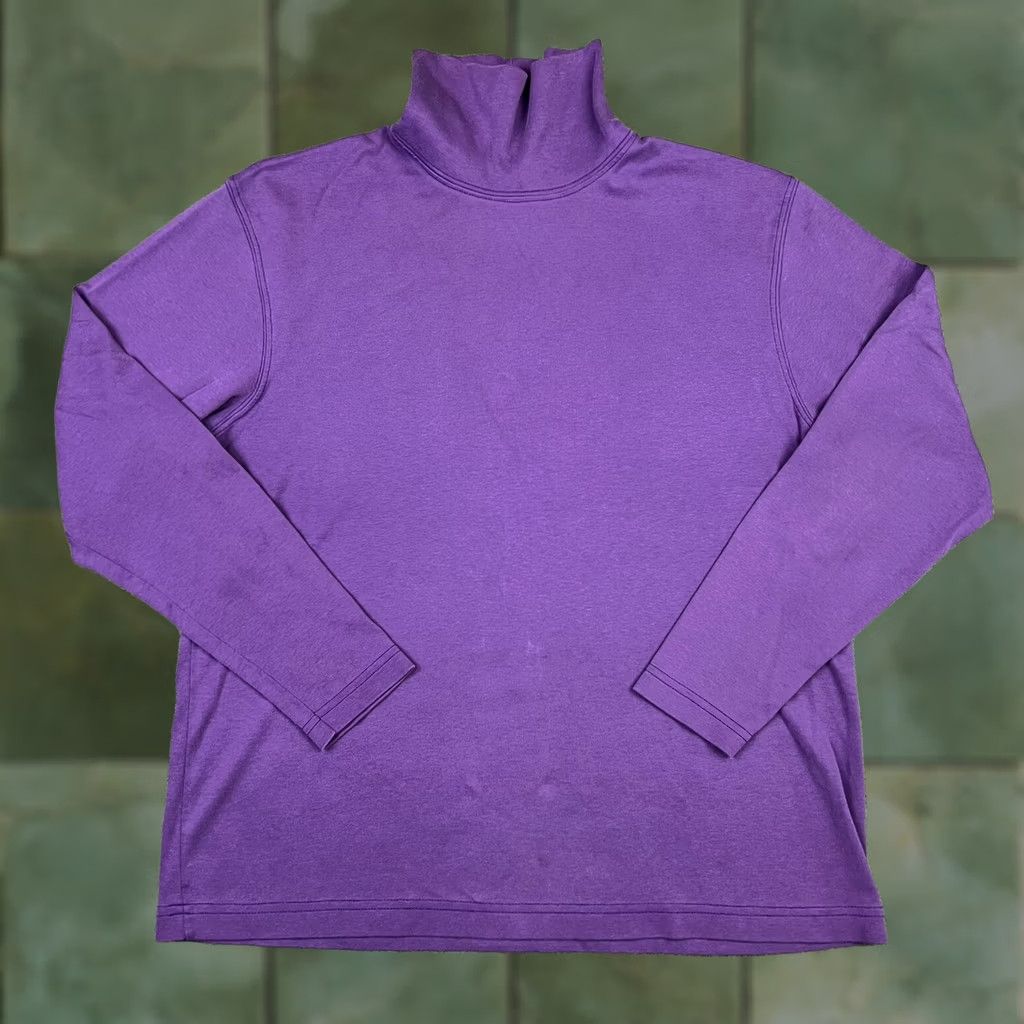 Lands' End VINTAGE Lands' End Turtleneck Stretch Fit T-Shirt Women Large Purple 90s Solid Long Sleeve - 100% Cotton Mens Womens Boys Girls Size L / US 10 / IT 46 - 1 Thumbnail