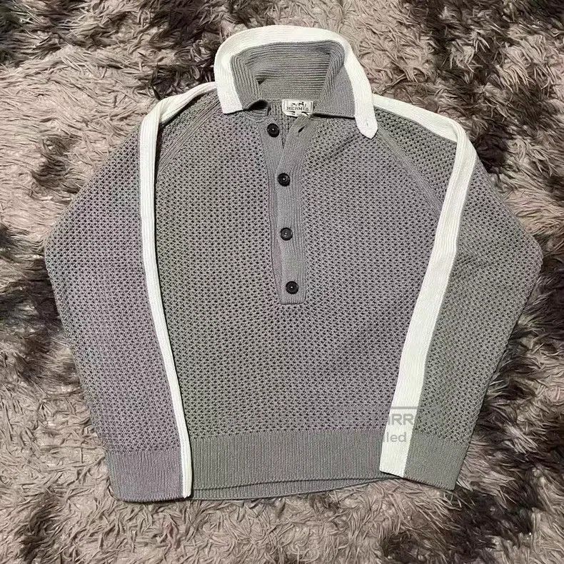 Hermes Hermes Contrast Collar Knit Long Sleeve Sweater Size US XL / EU 56 / 4 - 1 Thumbnail