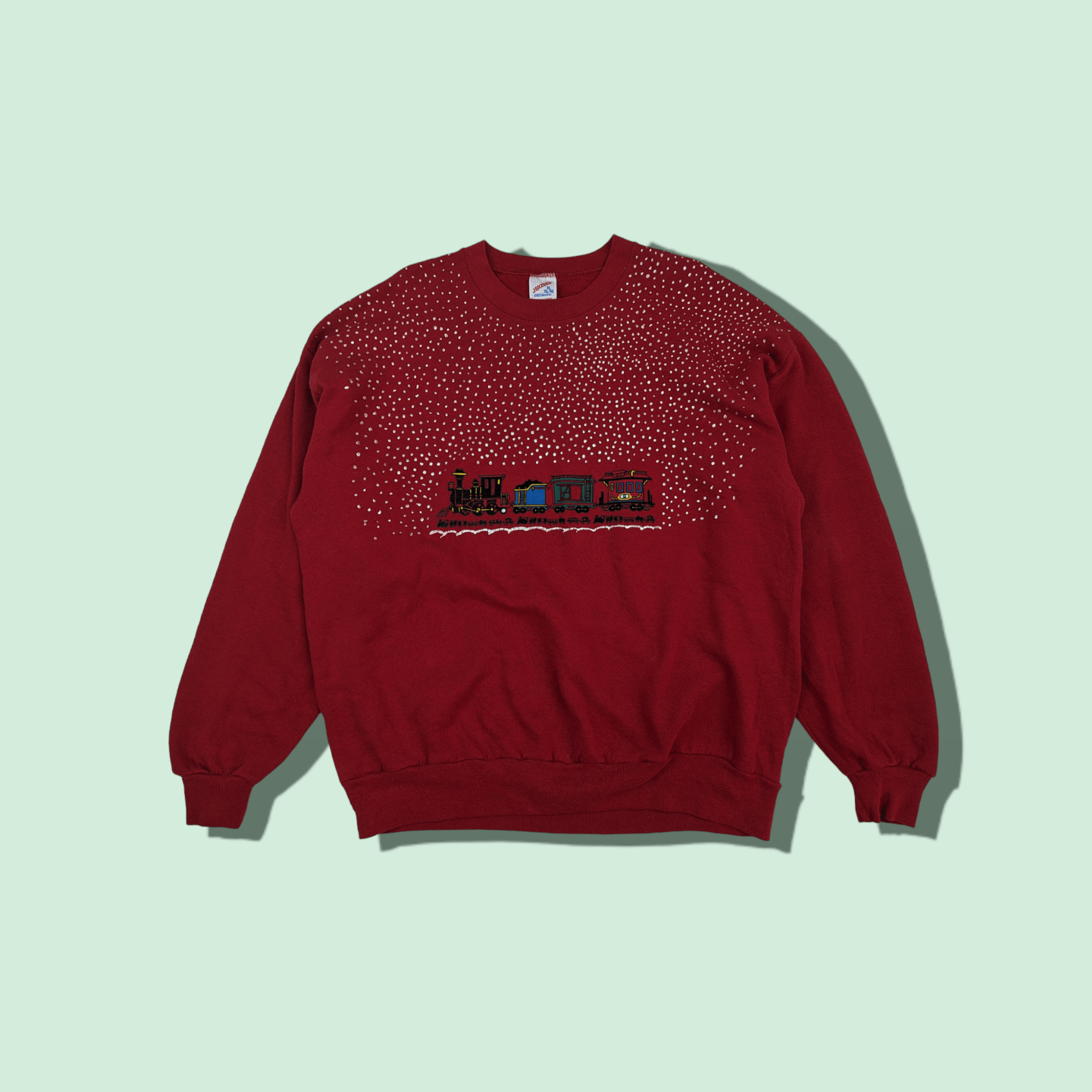 Jerzees Vintage 90's JERZEES Train Railway Art Custom Sweatshirt Size US XL / EU 56 / 4 - 1 Thumbnail