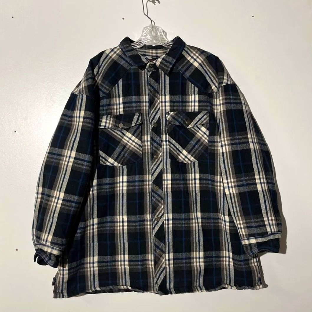 Vintage Five Brother Mens 2XL Quilted Lined Flannel Shirt Jacket Blue Plaid Workwear Size US XXL / EU 58 / 5 - 2 Thumbnail