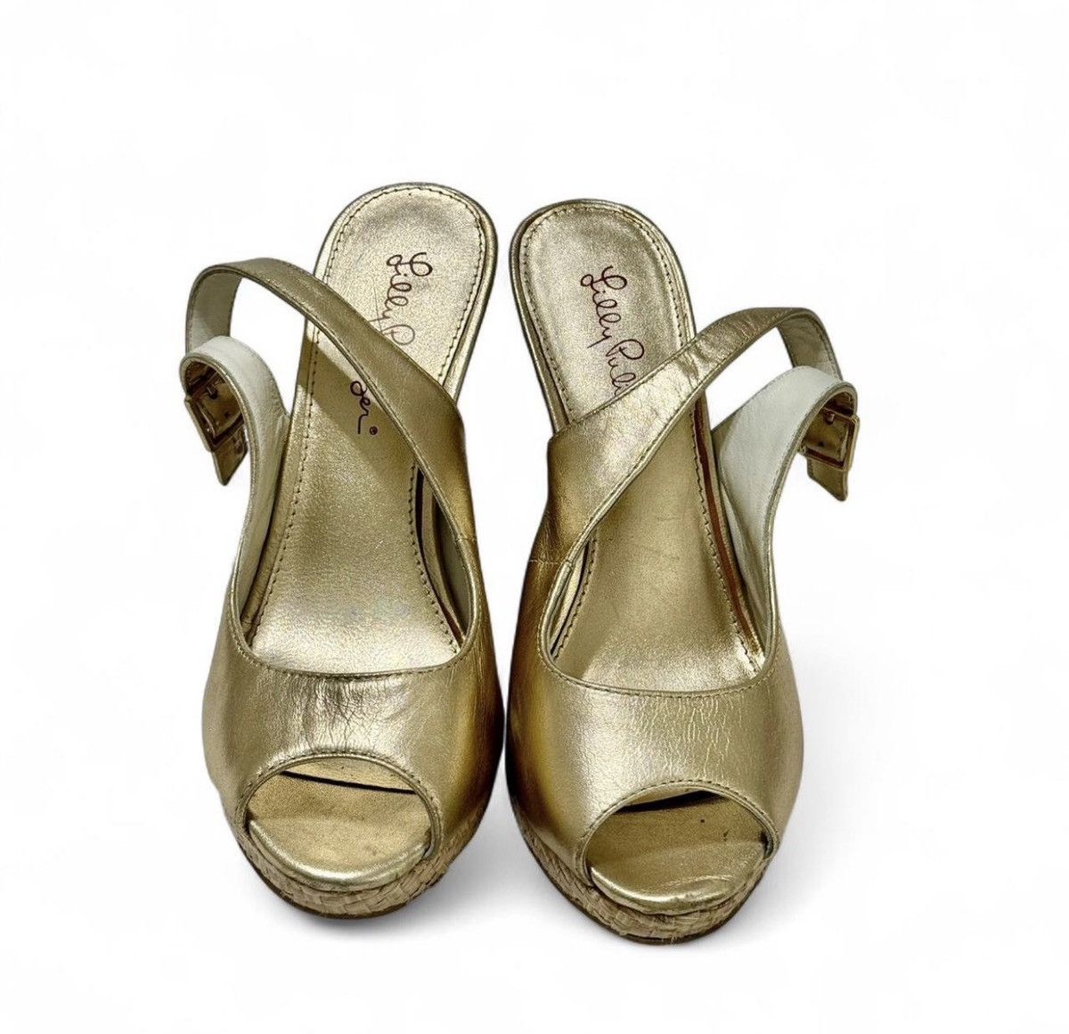Lilly Pulitzer Lilly Pulitzer Metallic Gold Slingback Wedges | Size: 7 Size US 7 / IT 37 - 4 Thumbnail