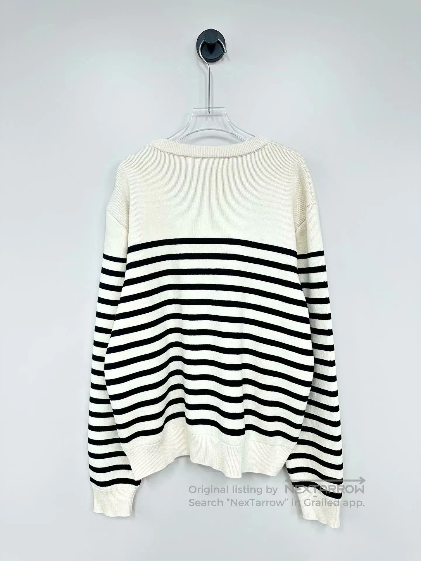 Celine CELINE Beige Striped Stitched Letter Embroidered Logo Knit Size US XL / EU 56 / 4 - 2 Thumbnail