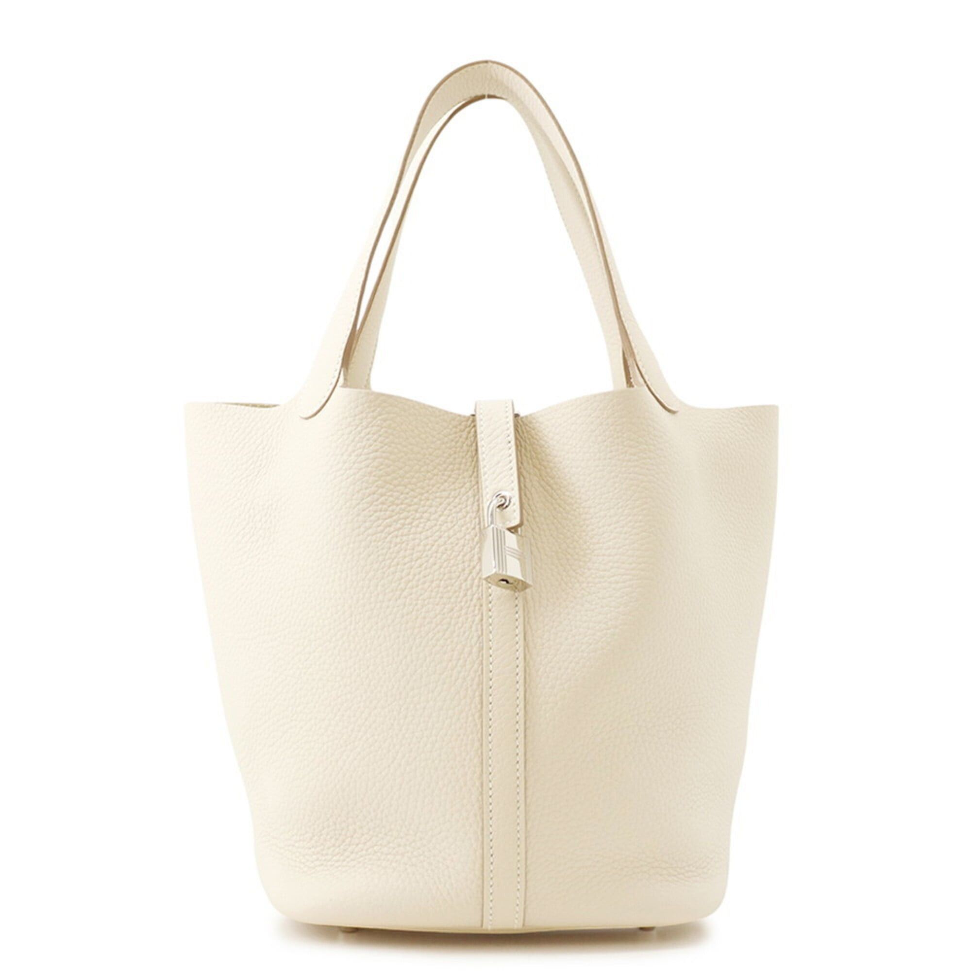 Hermes Hermes Picotin Lock MM Handbag, Craie Taurillon Clemence Leather, K Stamp, HERMES Tote Bag, Lock, Picotin, Women's, Size ONE SIZE - 1 Thumbnail